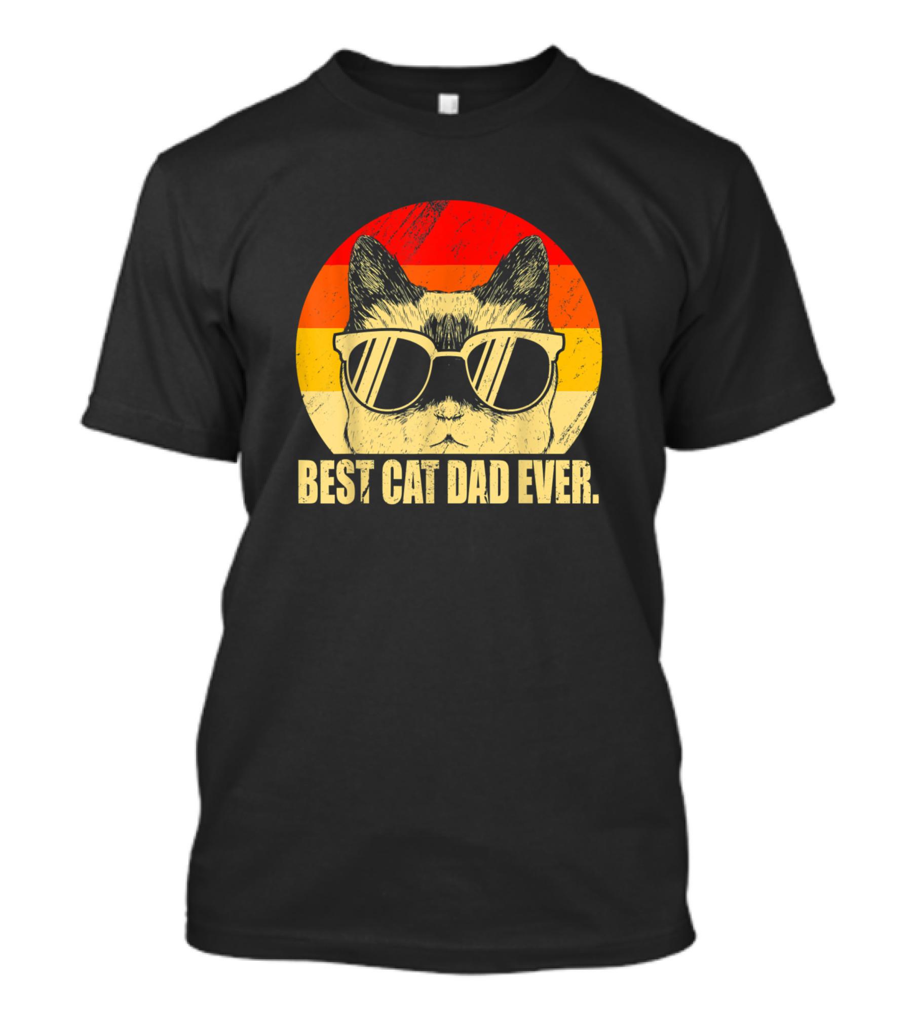 Best Cat Dad Ever Funny Cat Owners And Lovers Retro Sunglasses Cat T-Shirt