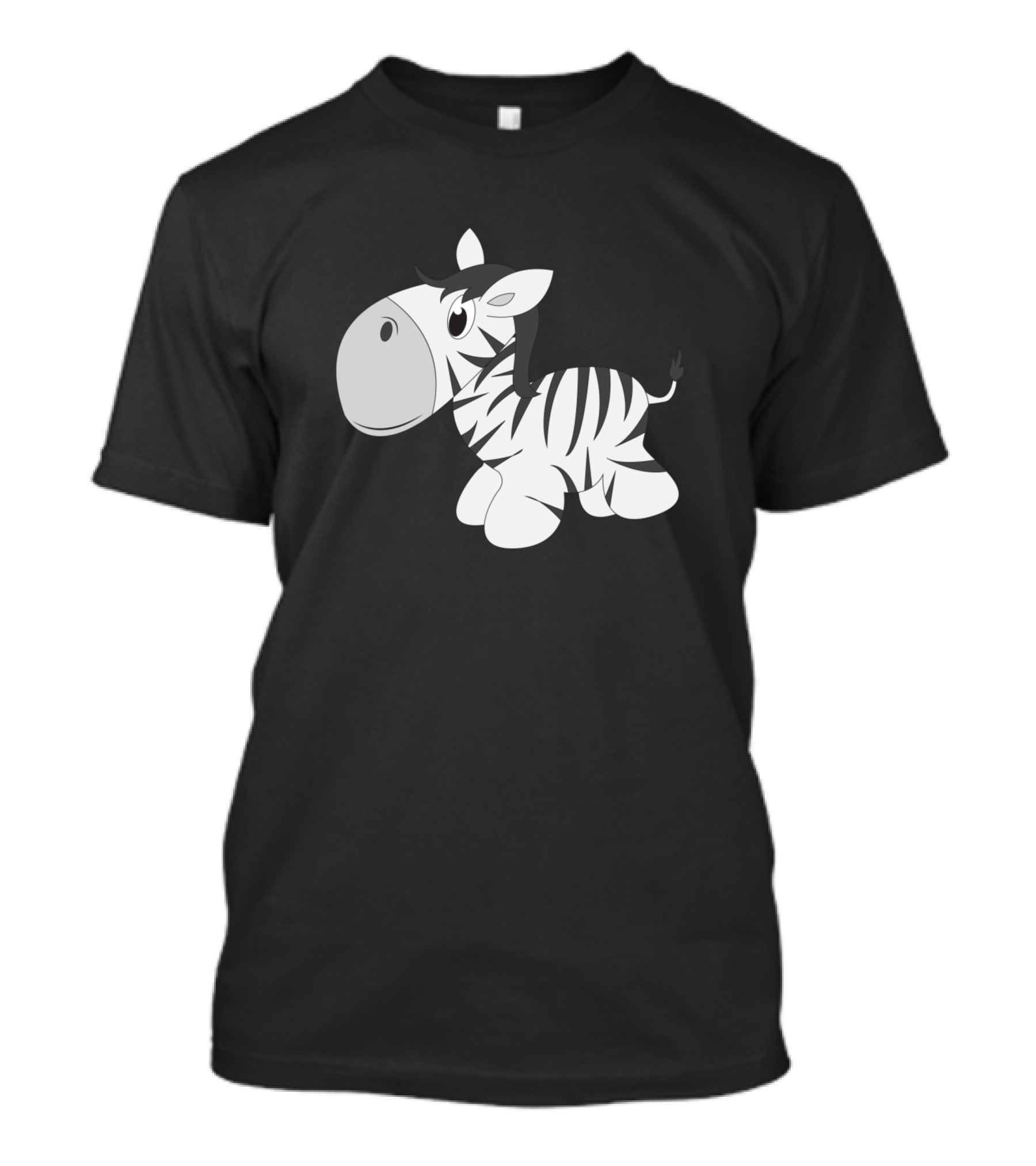 Children Cartoon Zebra Animal Motif Cute Black And White Striped Character T-Shirt