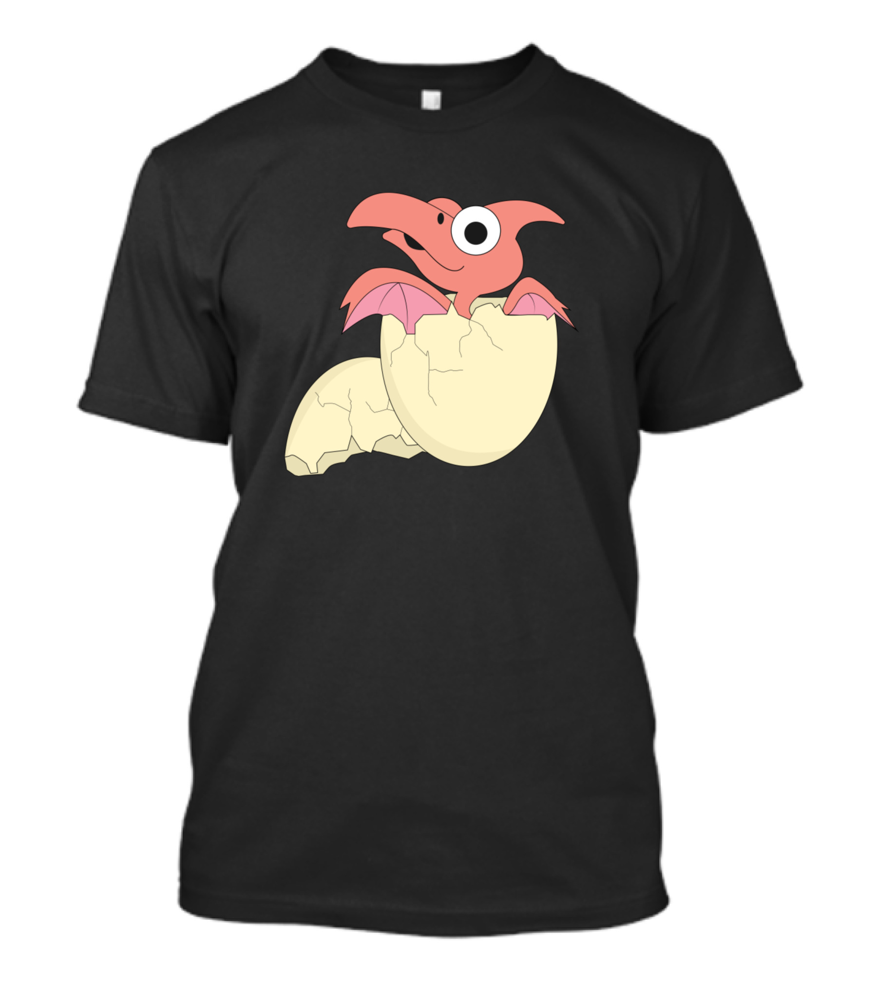 Childrens Cartoon Dino Egg Shell Motif With Cracked Egg And Pink Dinosaur T-Shirt