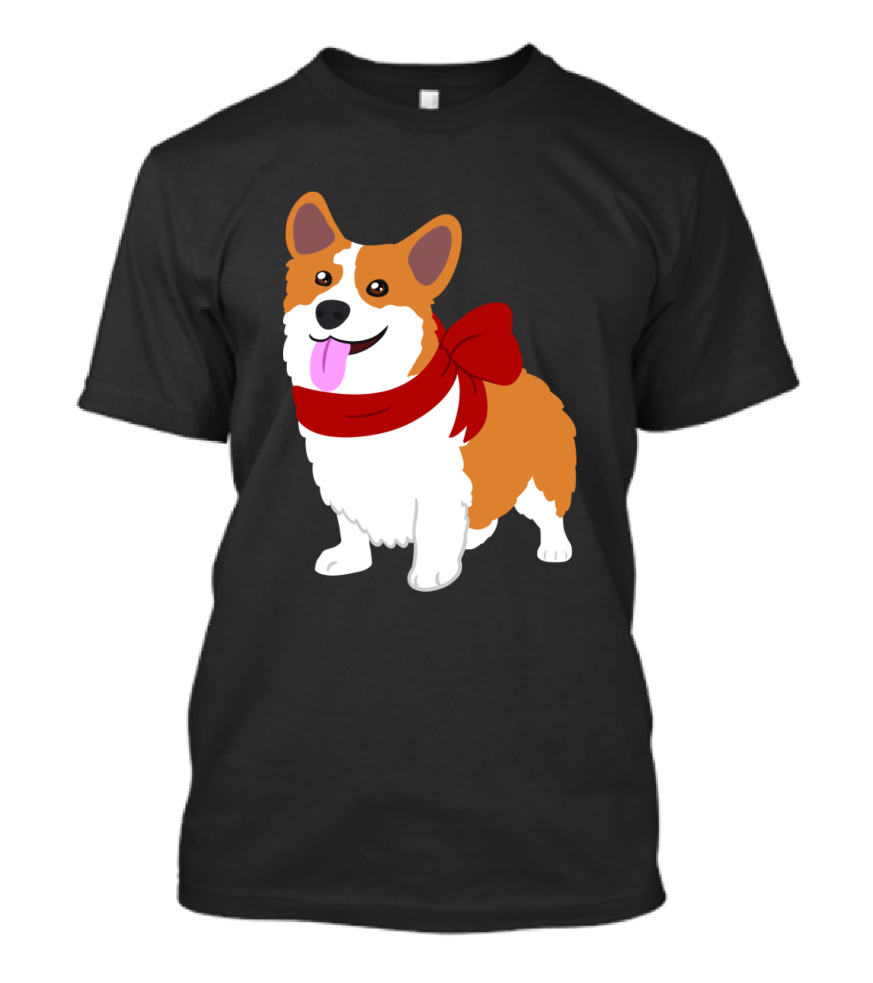 Festive Christmas Corgi With Red Bow T-Shirt