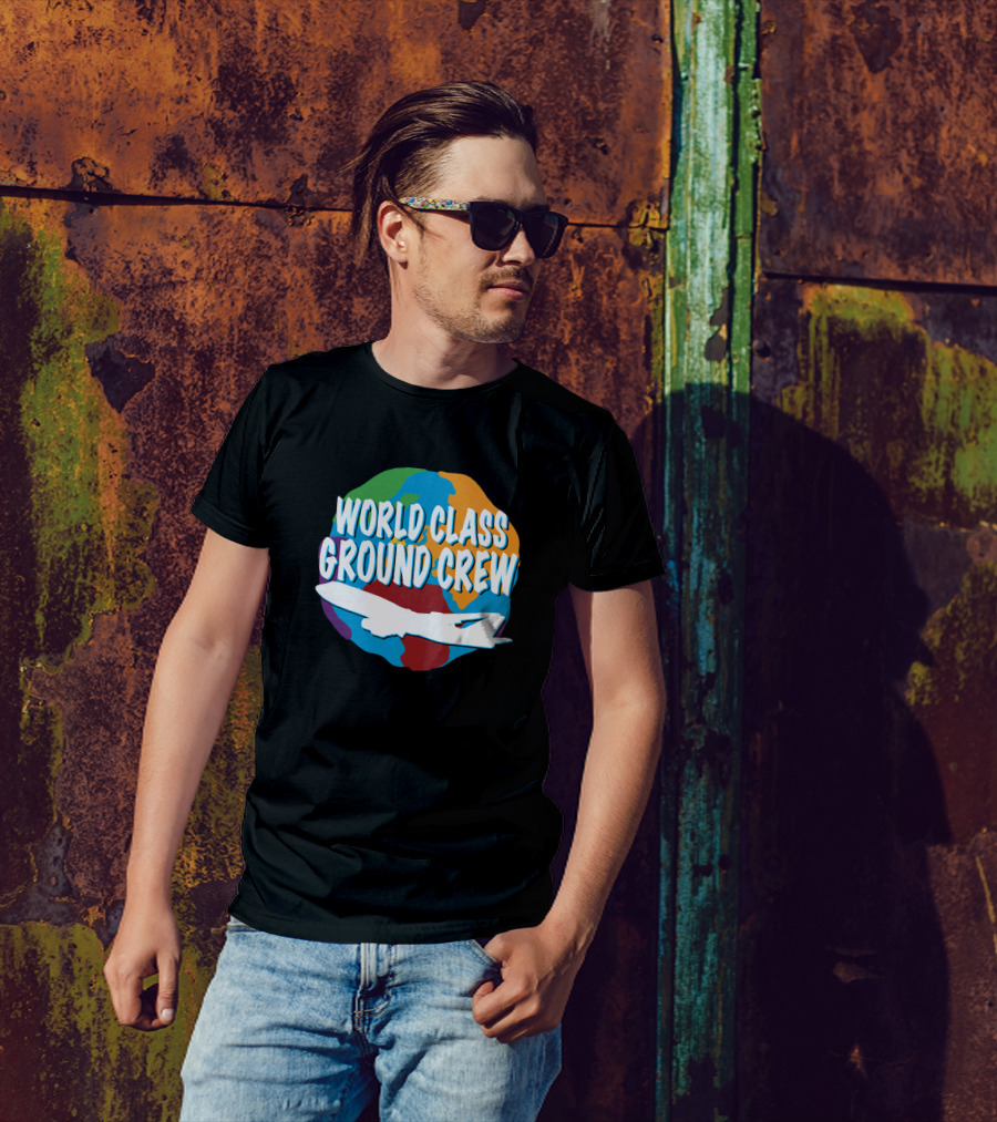 World Class Ground Crew Airplane Globe T-Shirt