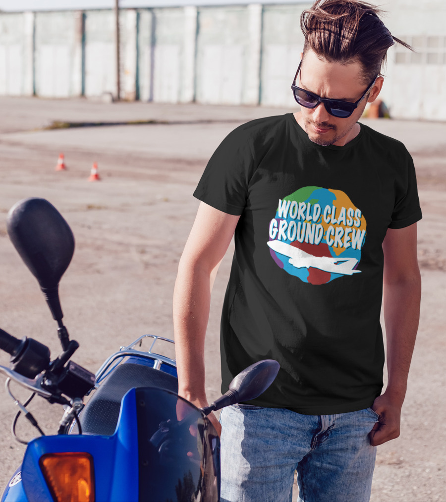 World Class Ground Crew Airplane Globe T-Shirt