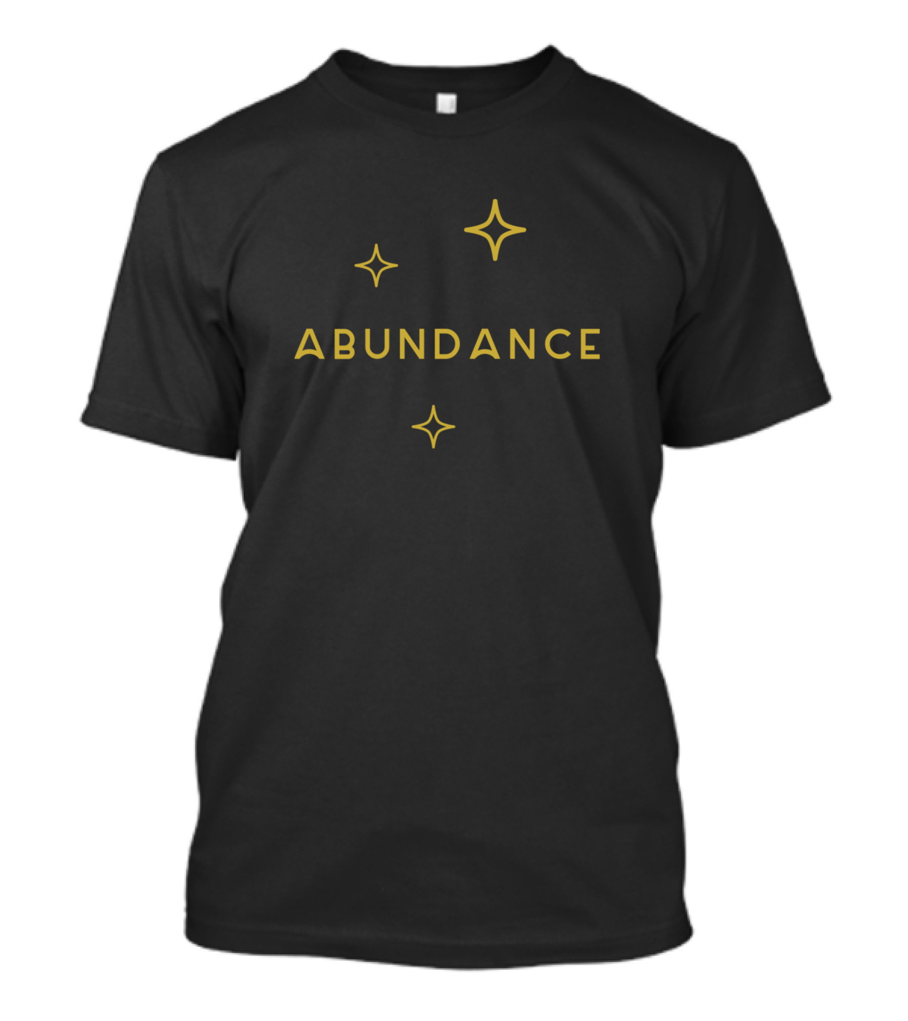 ABUNDANCE Gold Stars Minimalist Black T-Shirt