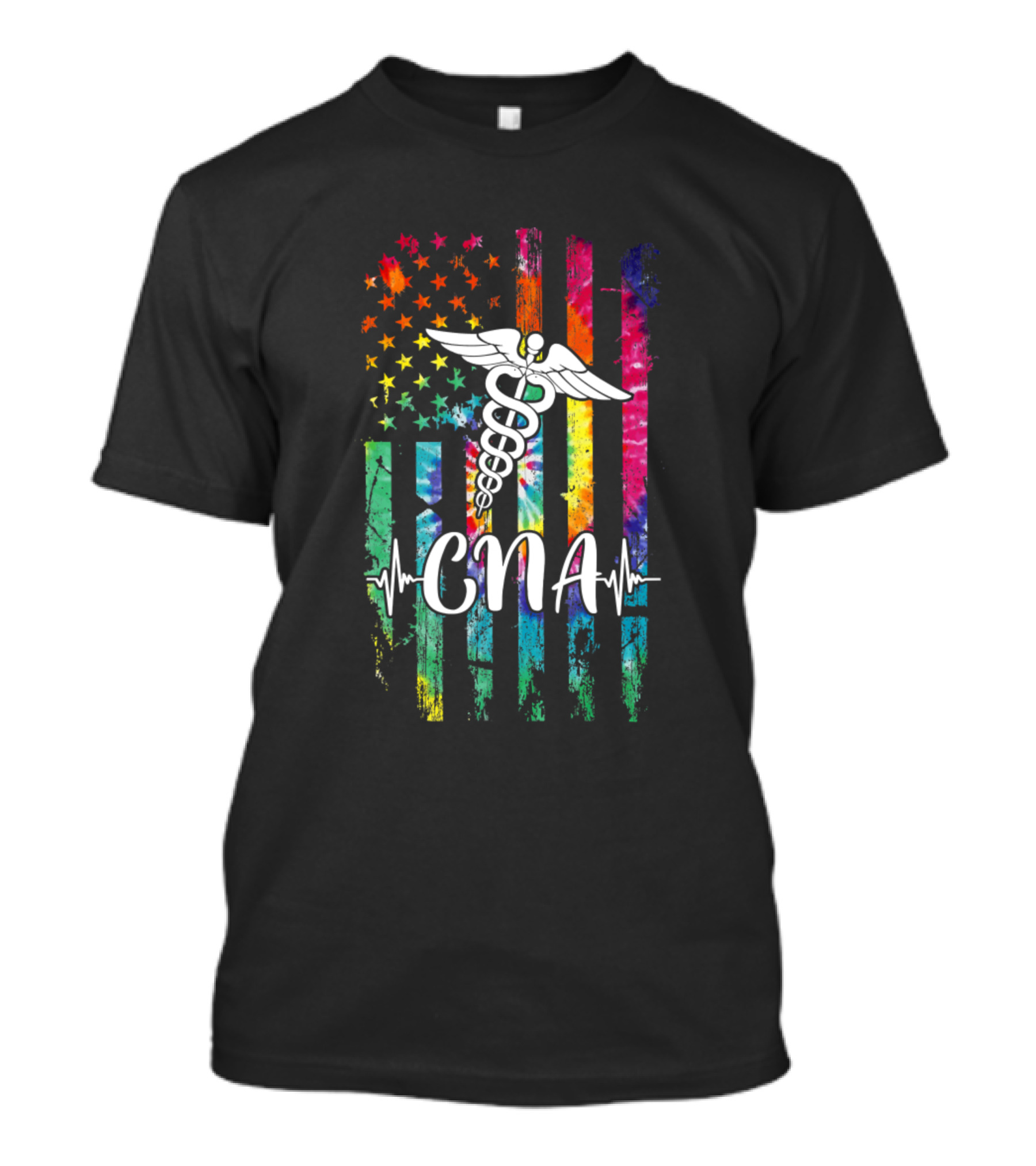 American USA Flag CNA Star Caduceus Rainbow T-Shirt