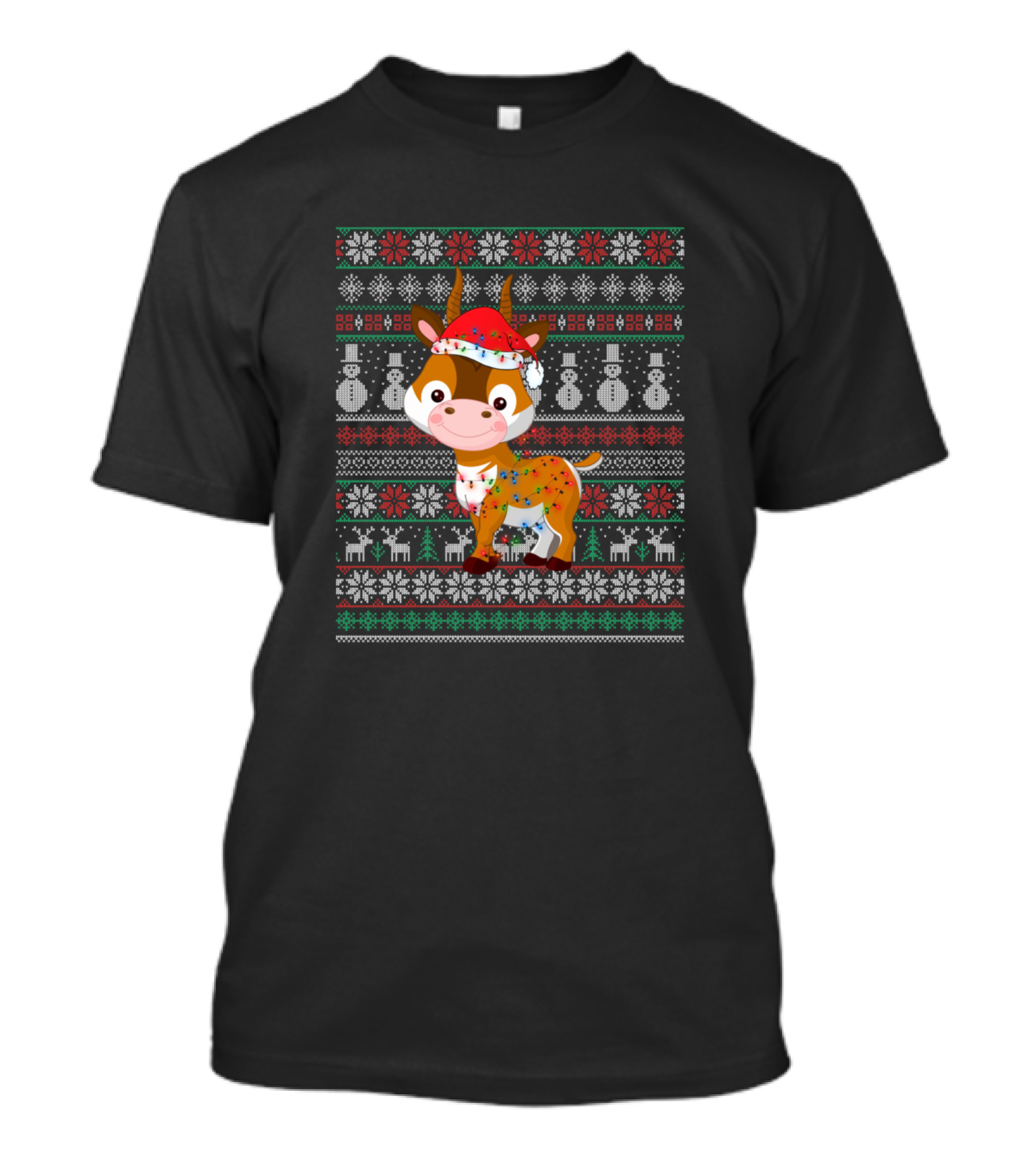 Antelope Ugly Christmas Sweater Cute Antelope Festive Holiday T-Shirt