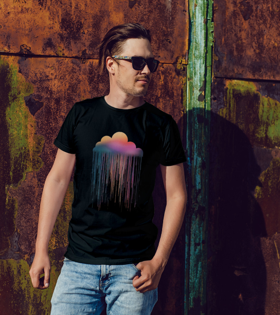 Awan Colorful Gradient Cloud Rain T-Shirt