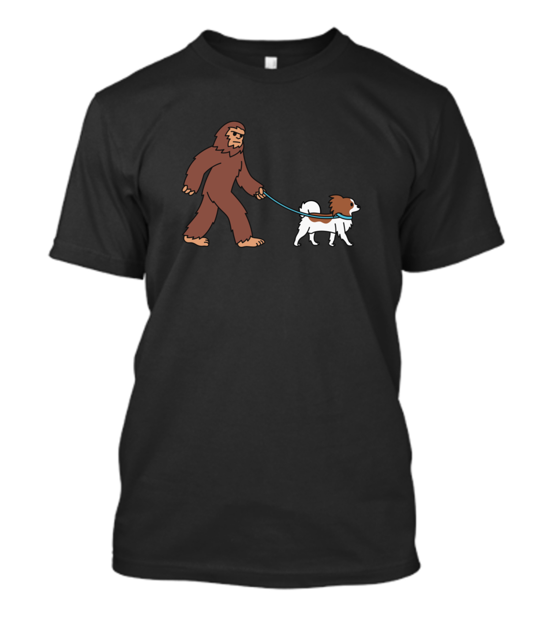 Bigfoot Walking Papillon Dog Casual Stroll T-Shirt