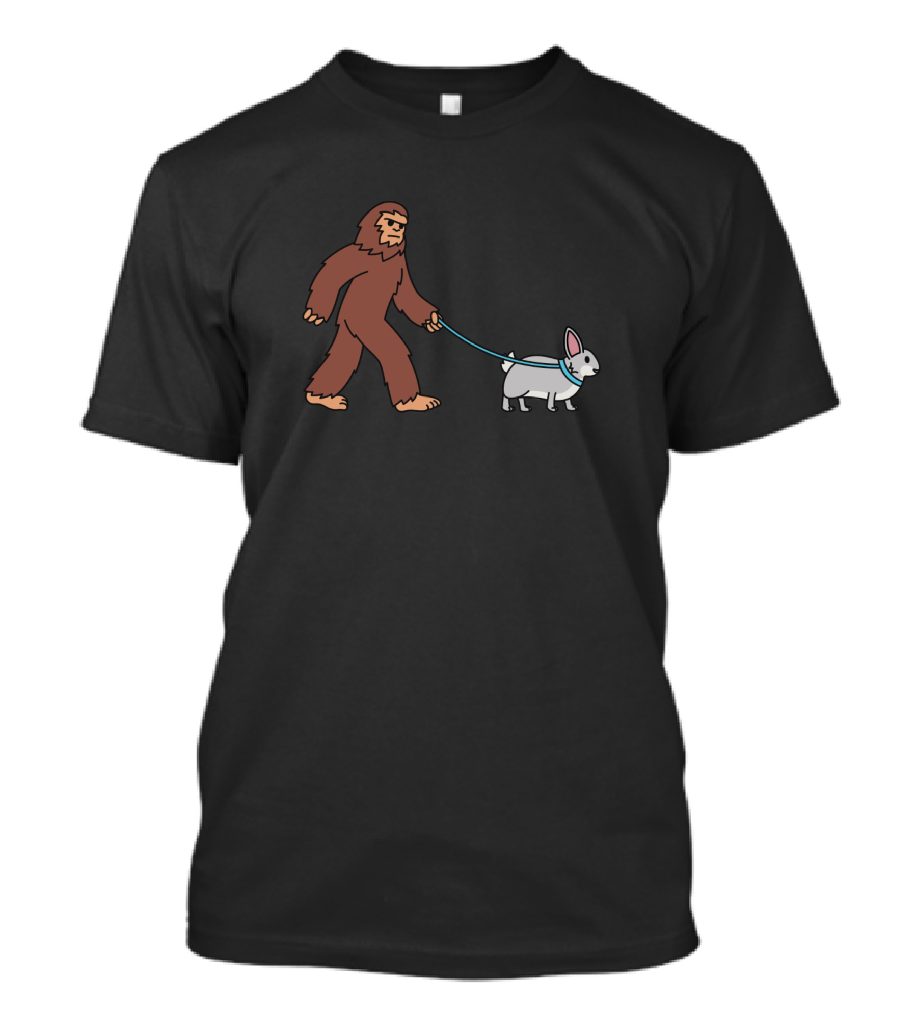 Bigfoot Walking Rabbit On A Leash T-Shirt