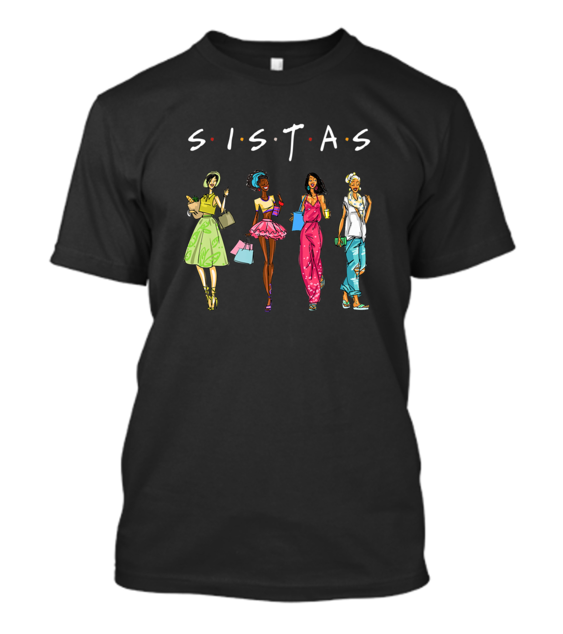 Sistas Black Queen Melanin African American Fashion Icons T-Shirt