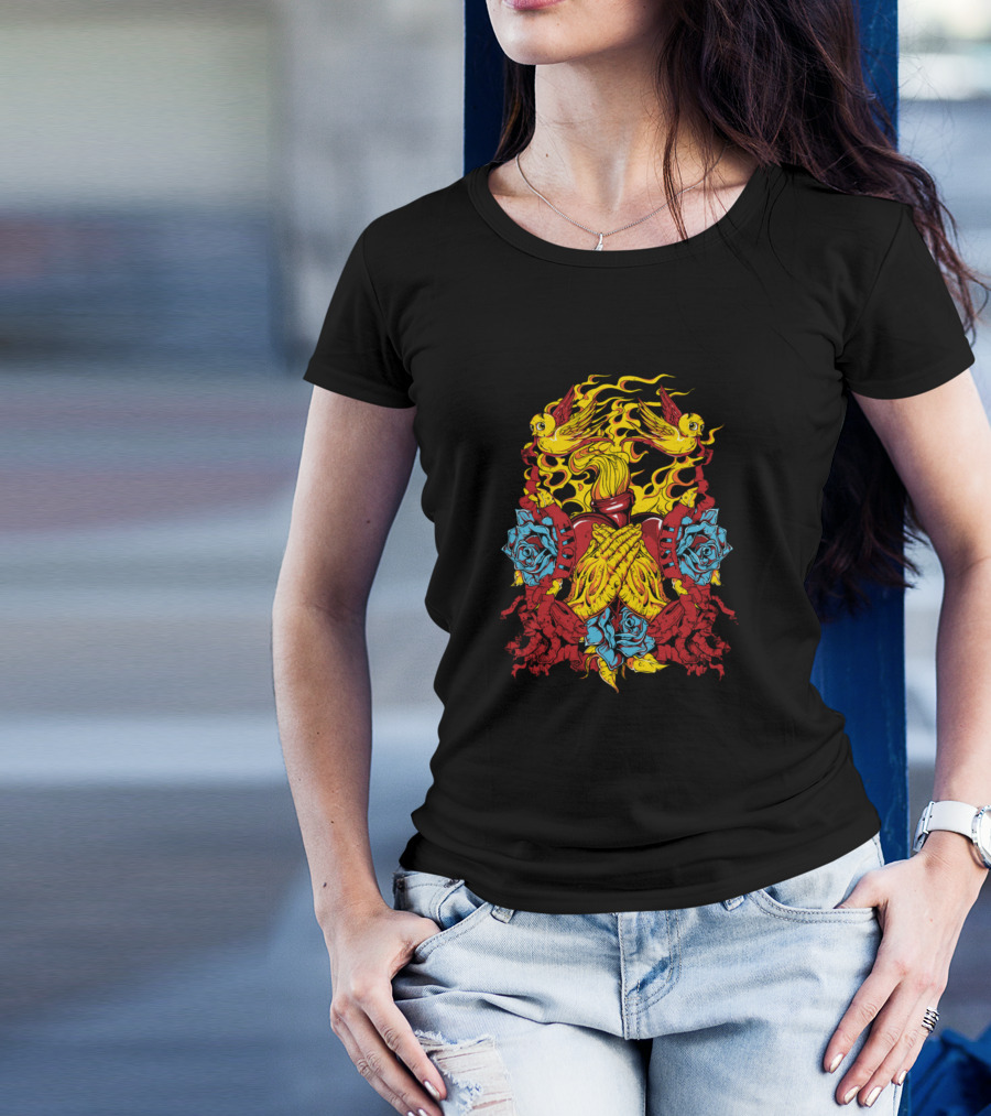 Bohemian Artwork Awesome Floral Birds And Flames Design For Bohemian Graphic Lovers T-Shirt