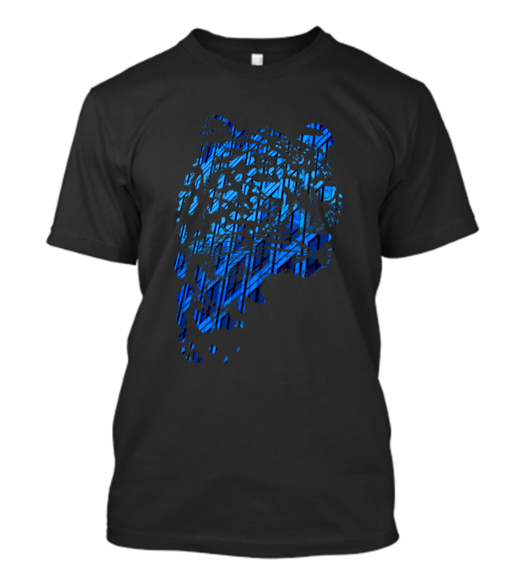 Cheetah Blue Double Exposure With Abstract Lines T-Shirt