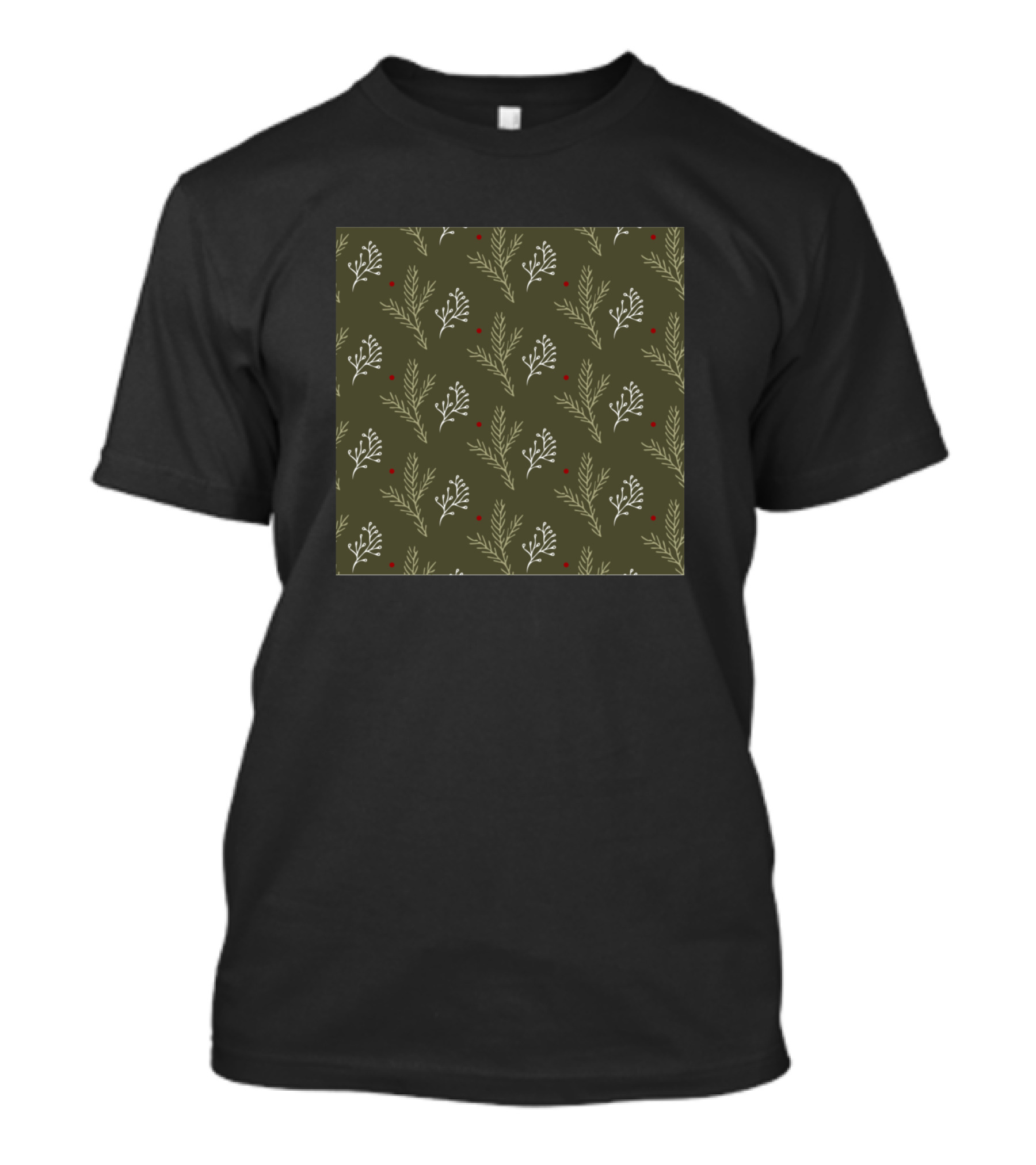 Christmas Decor Green Festive Pine Leaves With Red Berries T-Shirt