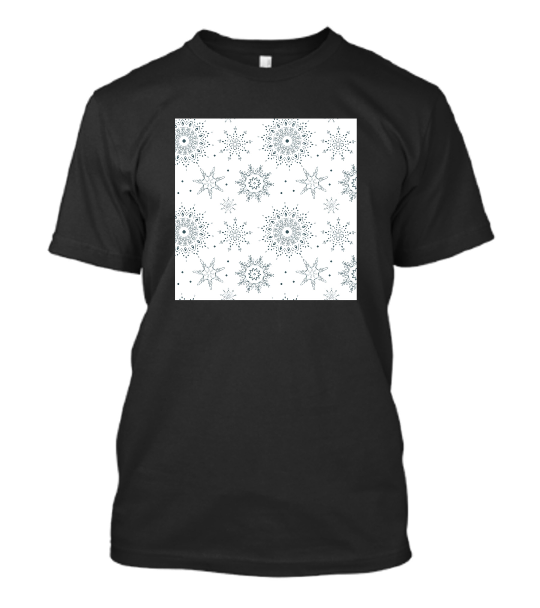 Christmas Green Mandala Seamless Pattern Snowflake T-Shirt