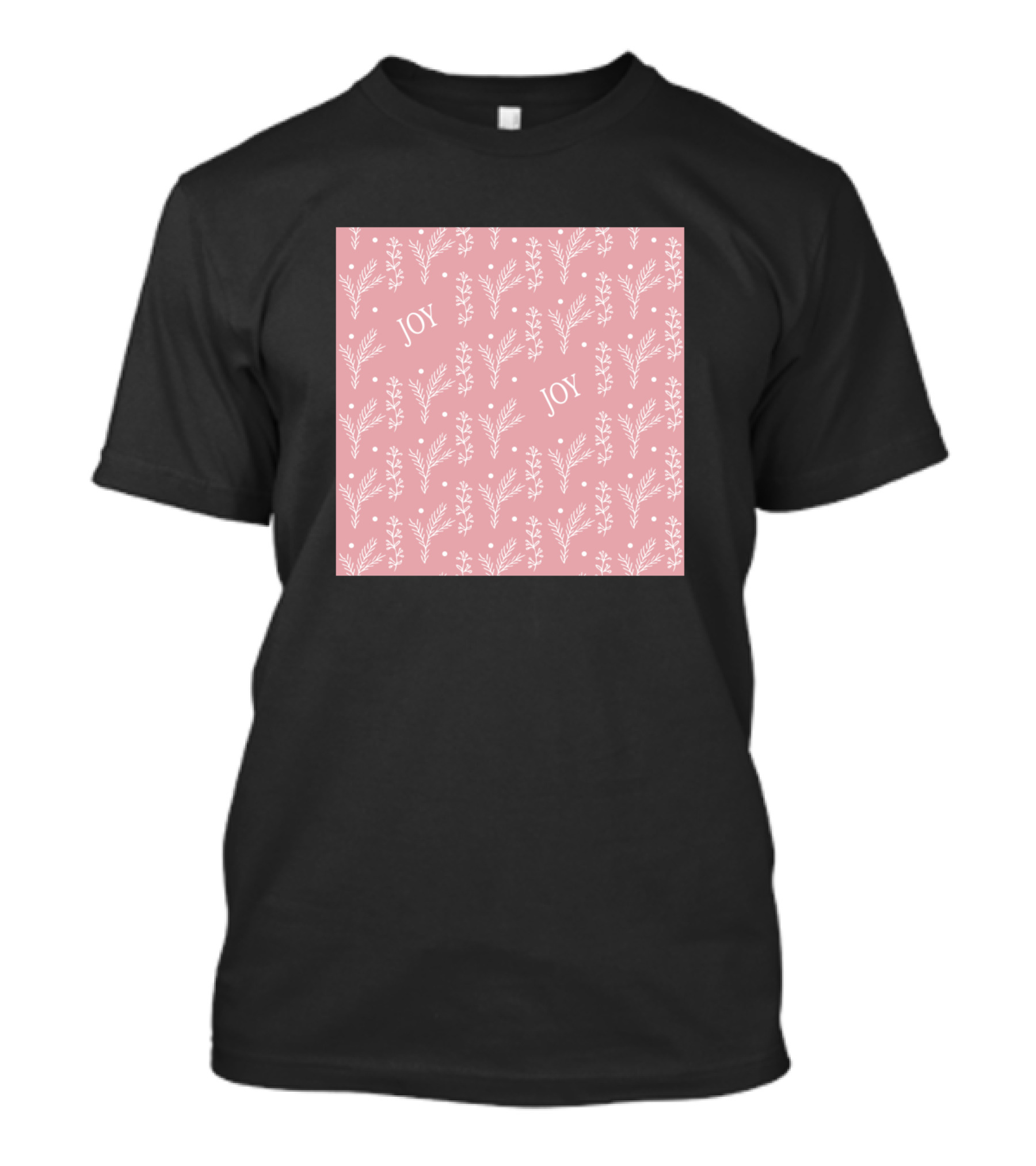 Joyful Christmas Seamless Pink White T-Shirt