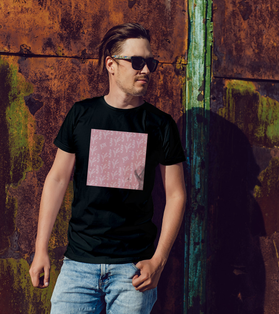 Joyful Christmas Seamless Pink White T-Shirt