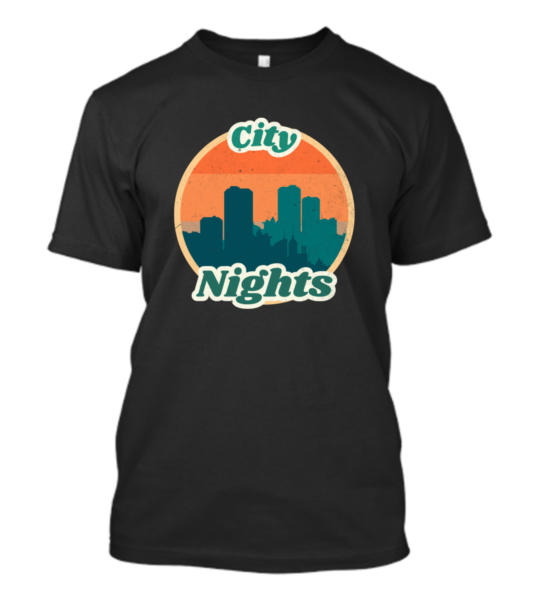 City Nights Retro Skyline Circle T-Shirt