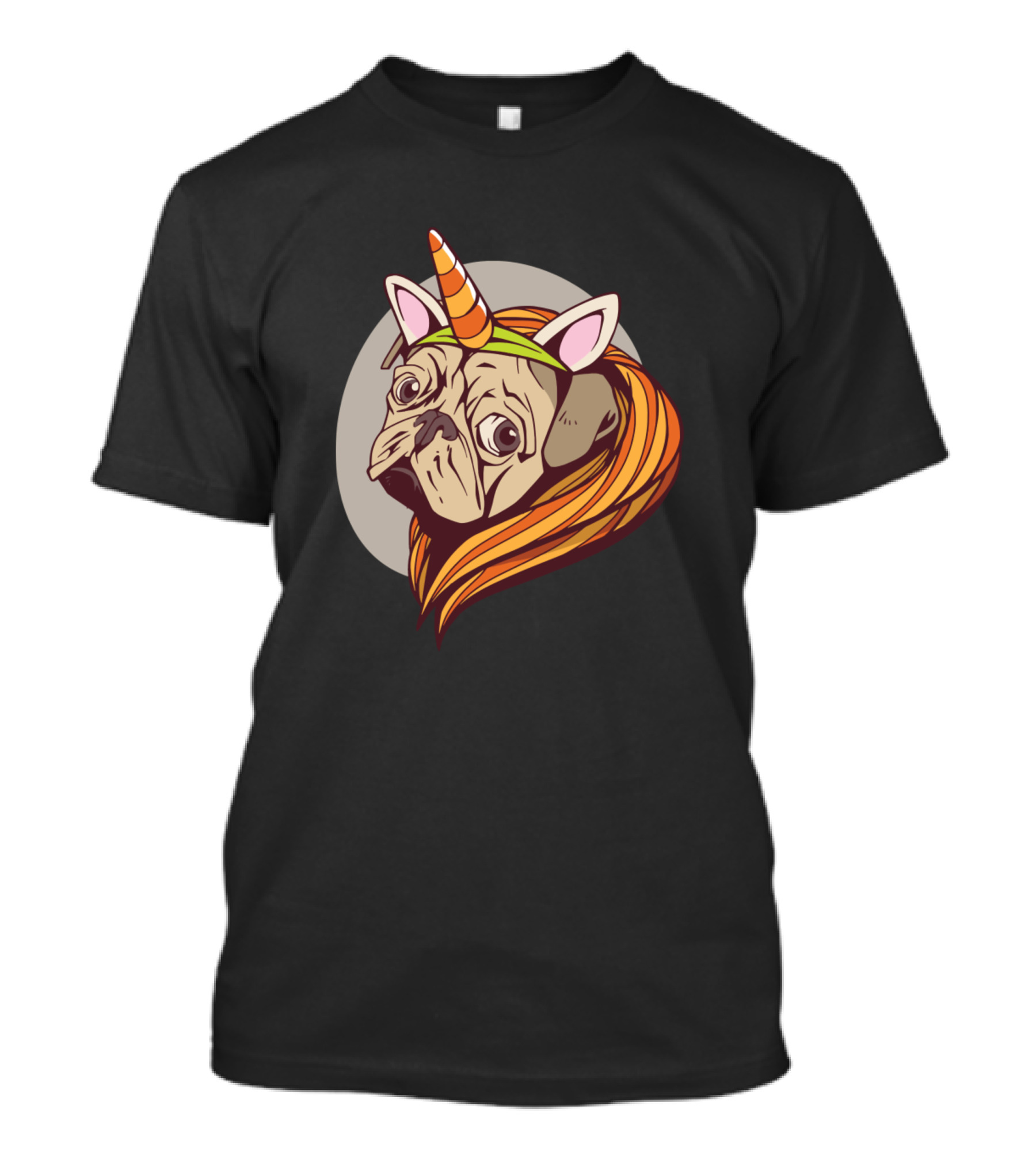 Dog Cute Halloween Pug Unicorn With Rainbow Horn And Mane T-Shirt