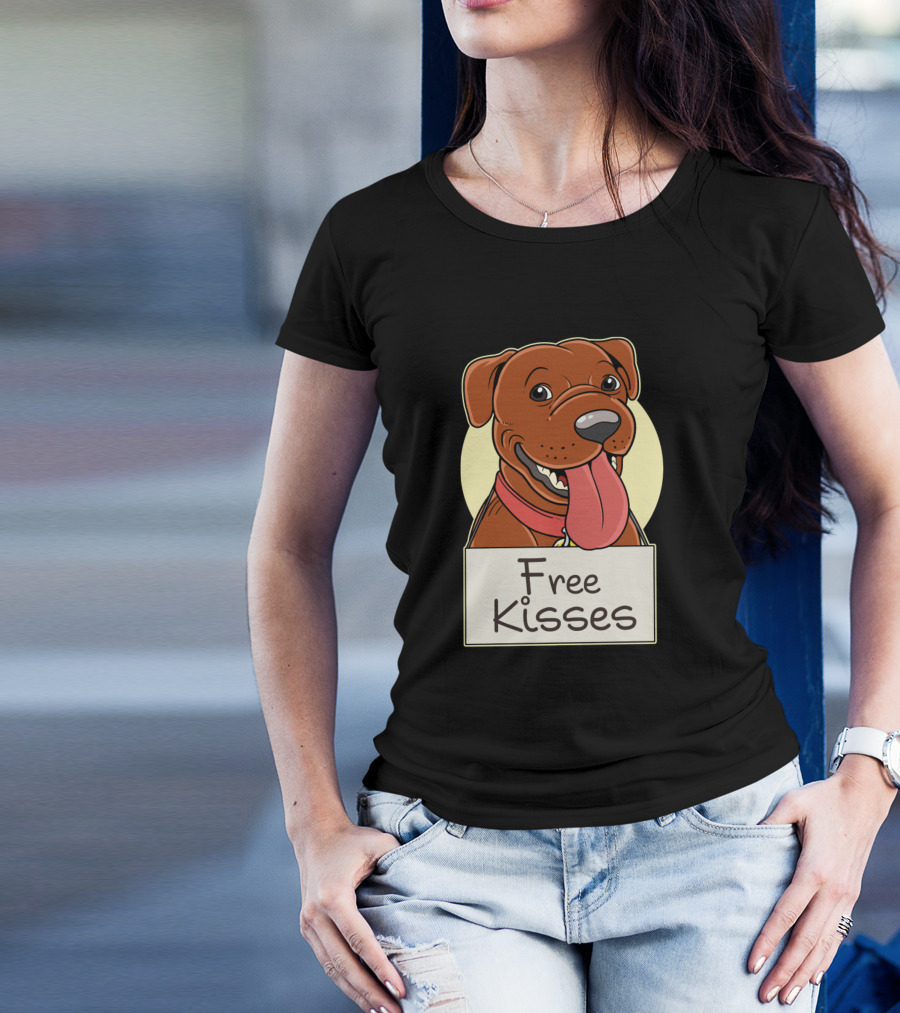 Free Kisses Cute Pitbull T-Shirt