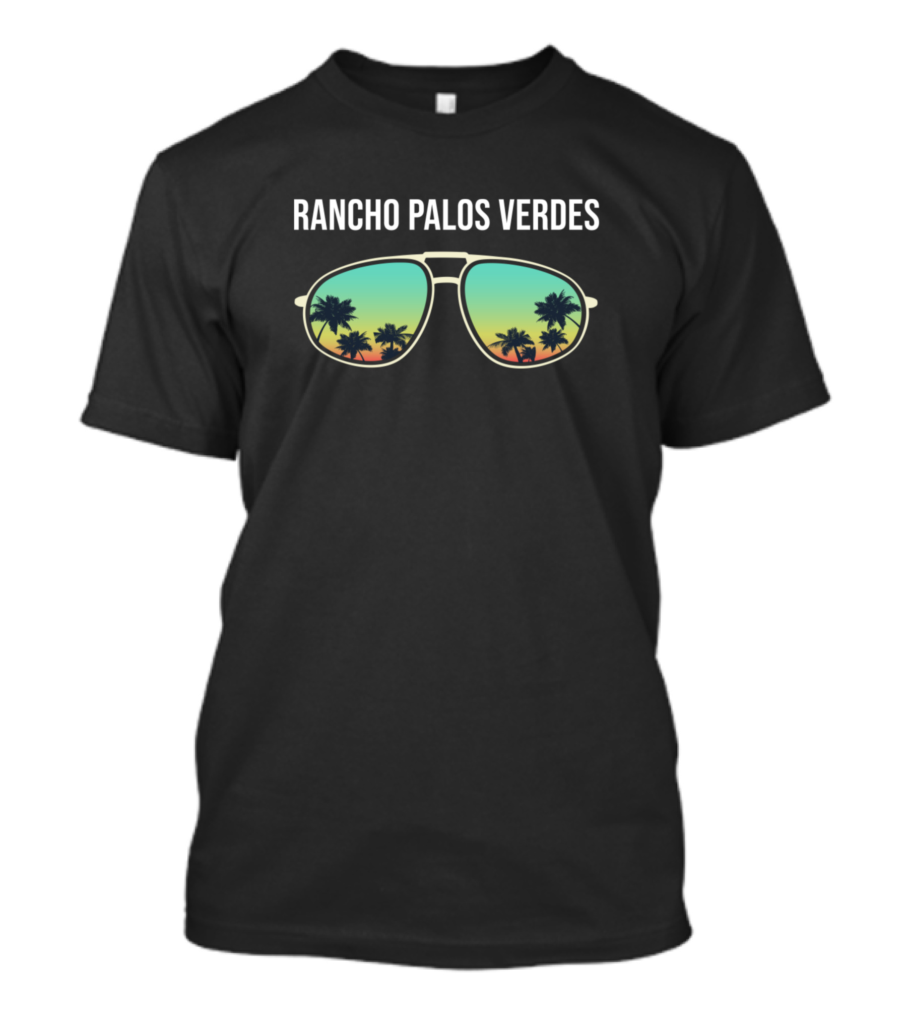 Rancho Palos Verdes Sunglasses Palm Trees Sunset T-Shirt