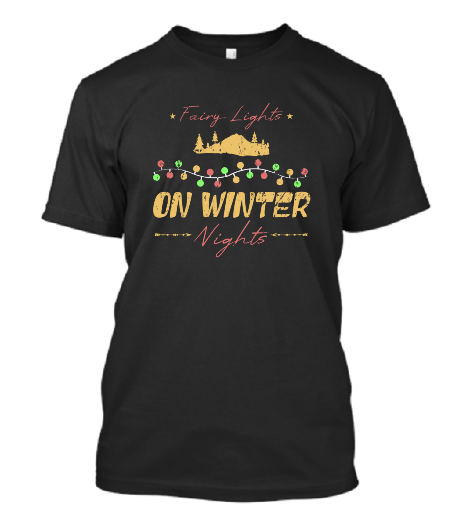Fairy Lights On Winter Nights Christmas Trees And Colored Bulbs T-Shirt