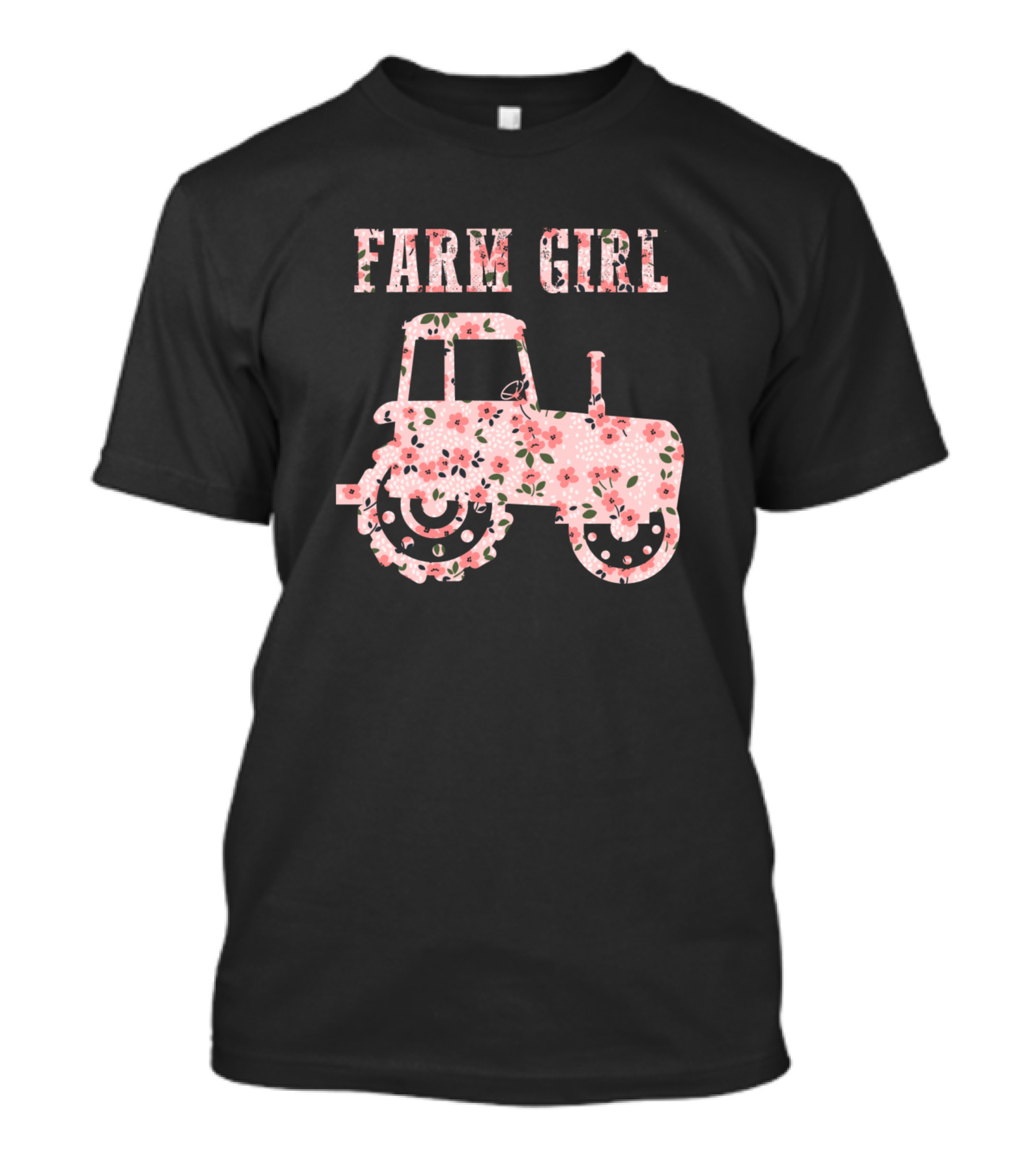 Farm Girl Floral Tractor Farming Woman Agriculture T-Shirt