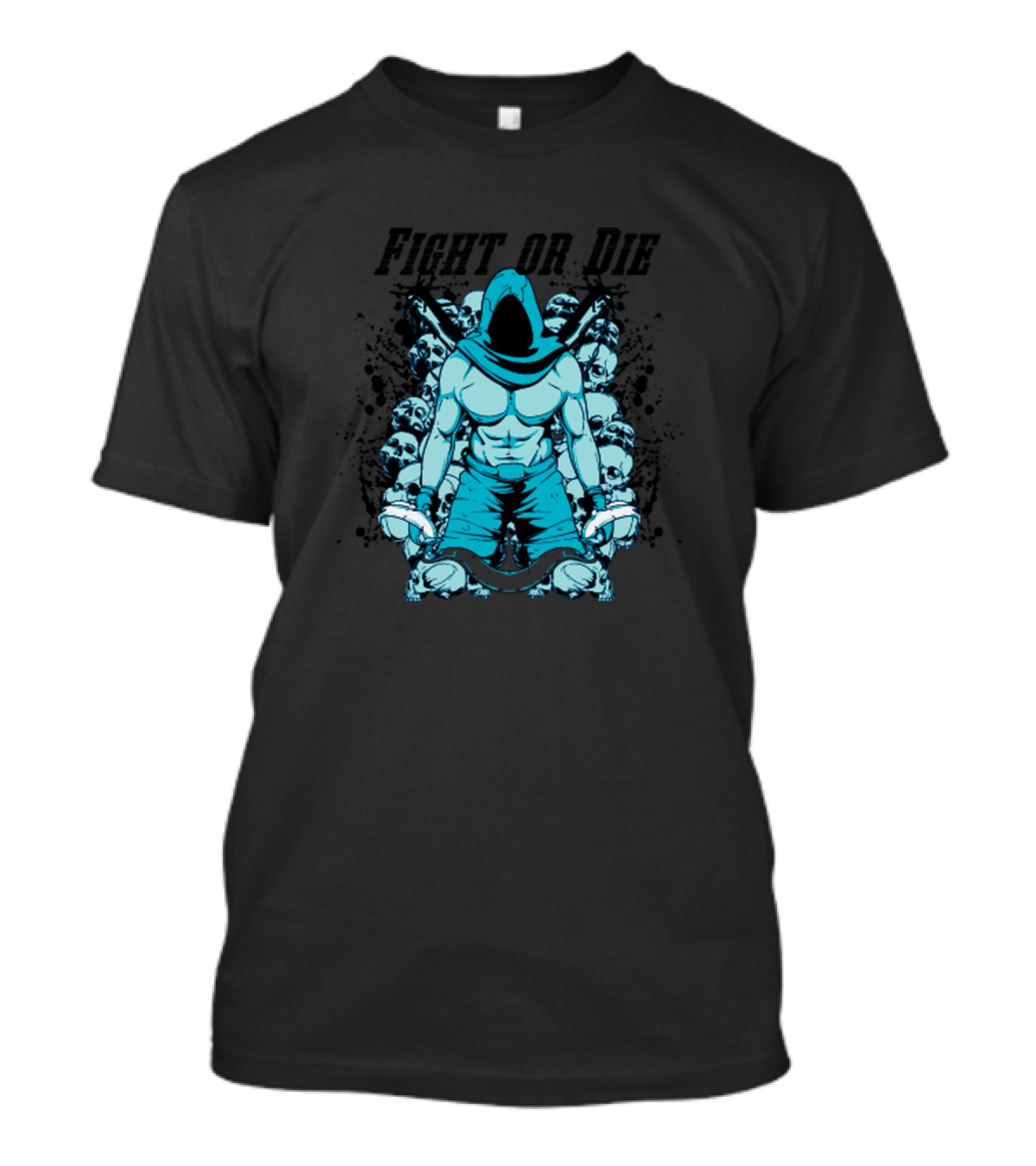 Fight Or Die Awesome Fighter Skull Warrior T-Shirt