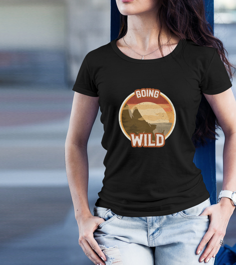 Going Wild Mountains Retro Sunset Adventure T-Shirt