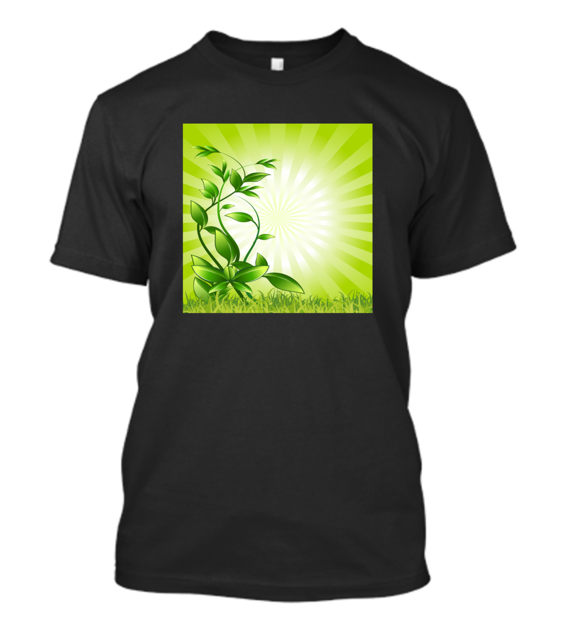 Growing In Faith And Glory Green Plant With Sunburst Background T-Shirt