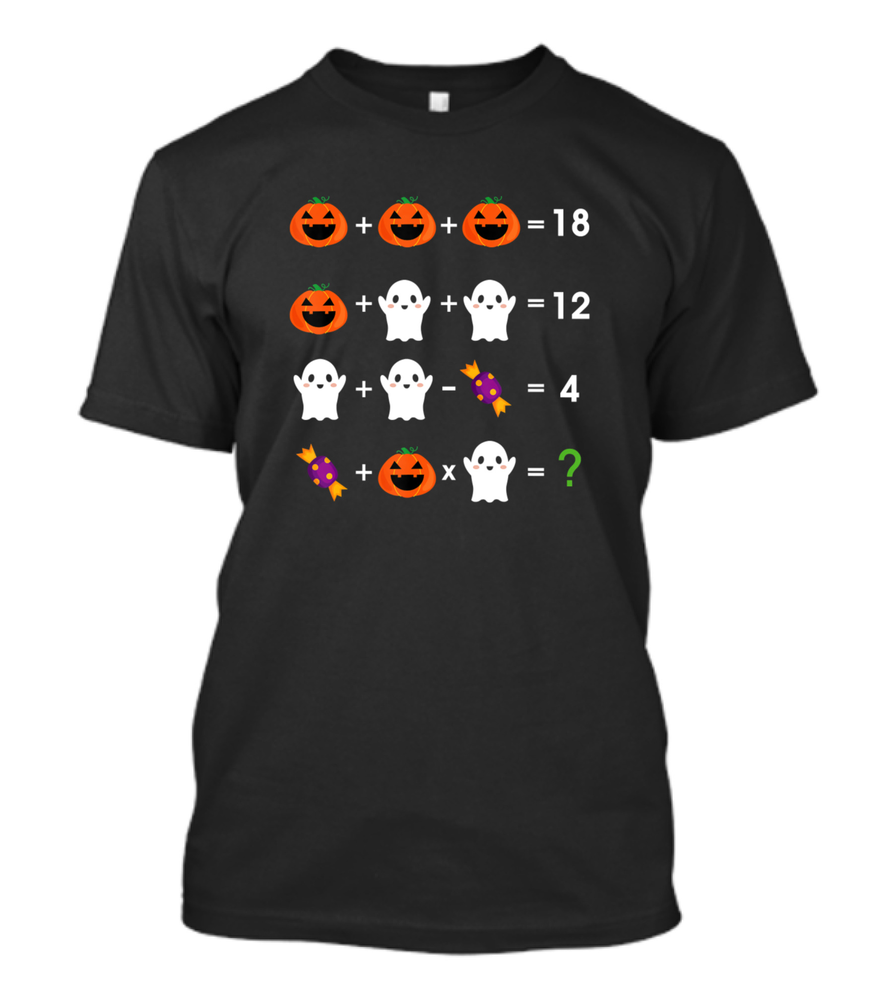 Halloween Math Puzzle With Pumpkins Ghosts And Candy T-Shirt
