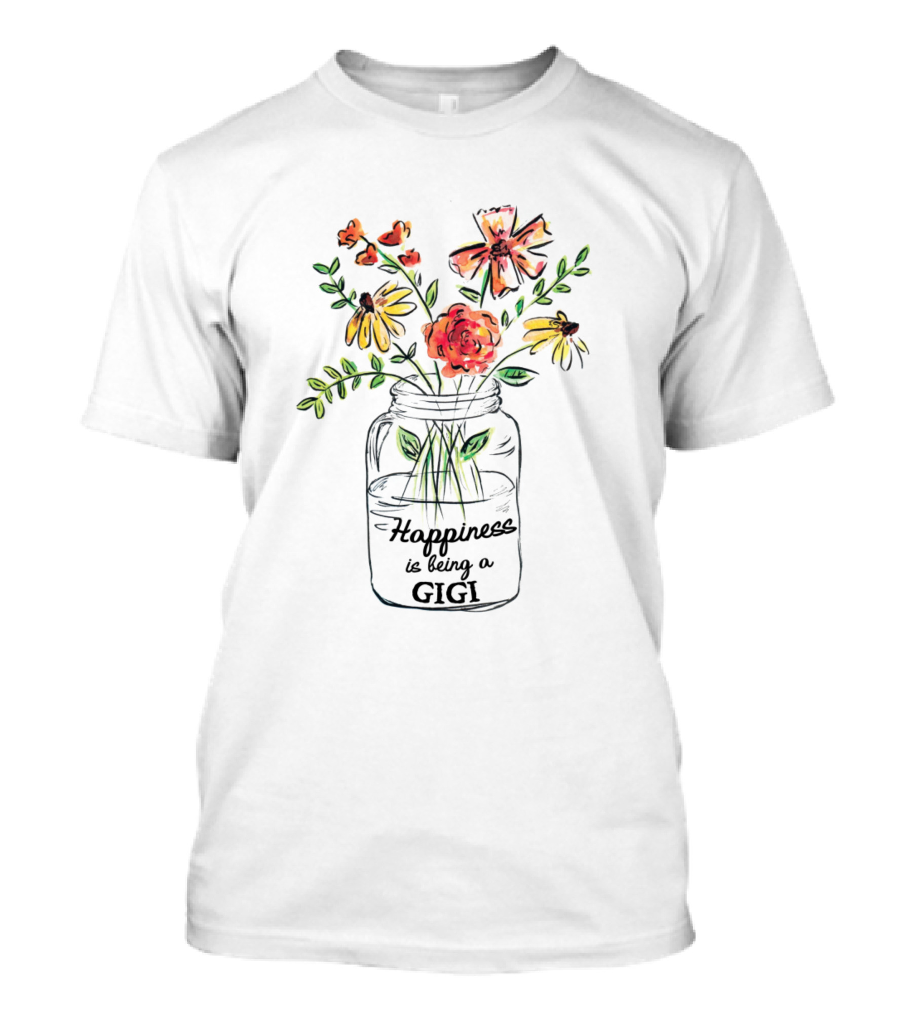 Happiness Is Being A Gigi Floral Jar T-Shirt