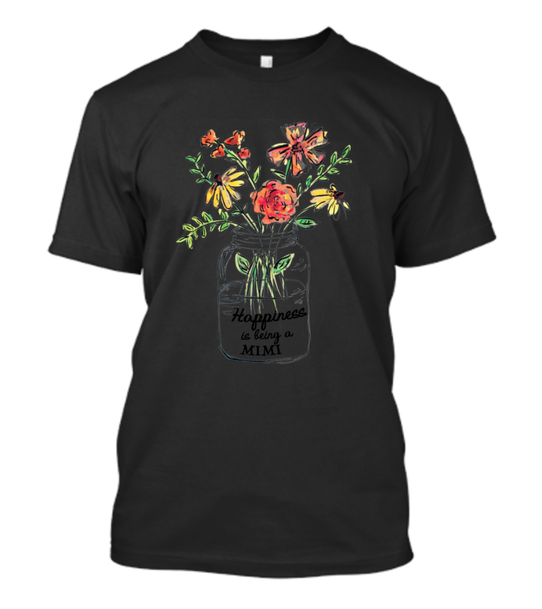 Happiness Is Being A Mimi Floral Jar T-Shirt