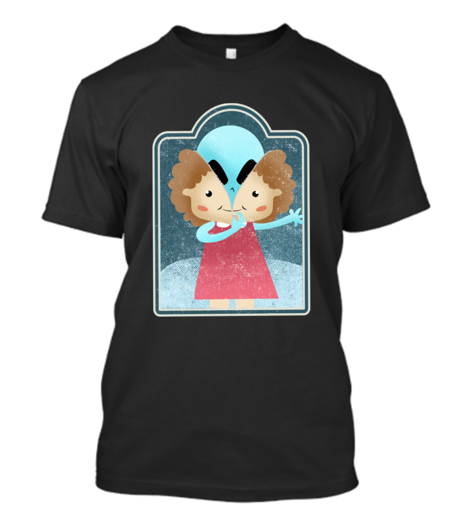 Alien In Disguise Wearing Human Mask T-Shirt