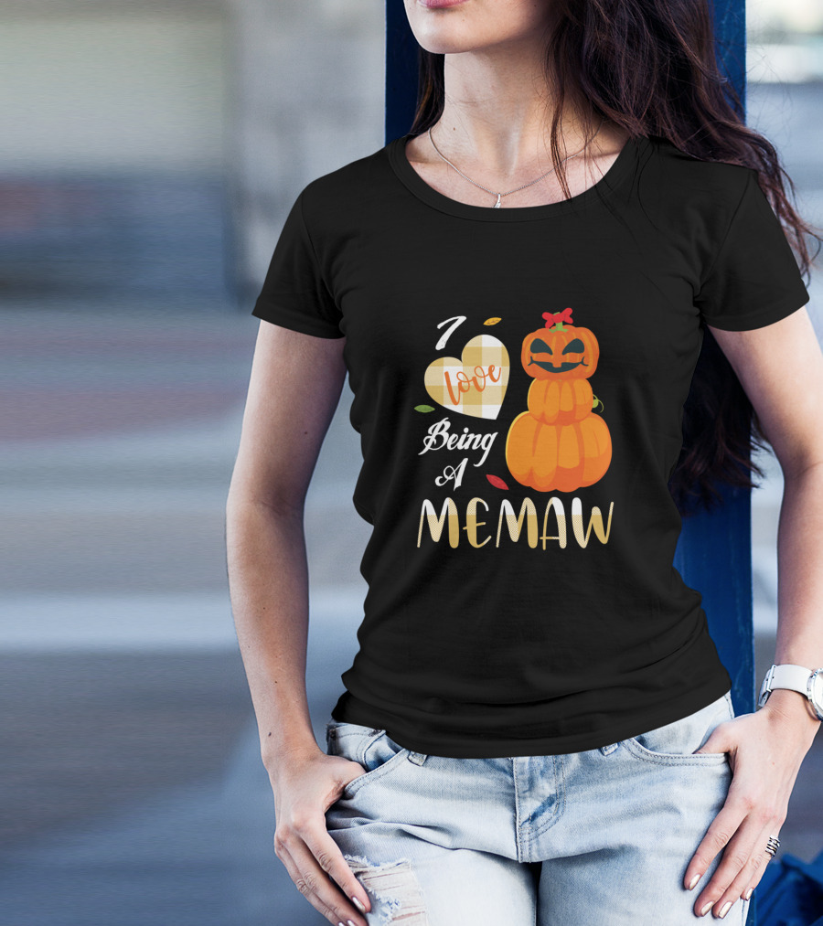 I Love Being A Memaw Autumn Heart Pumpkin T-Shirt