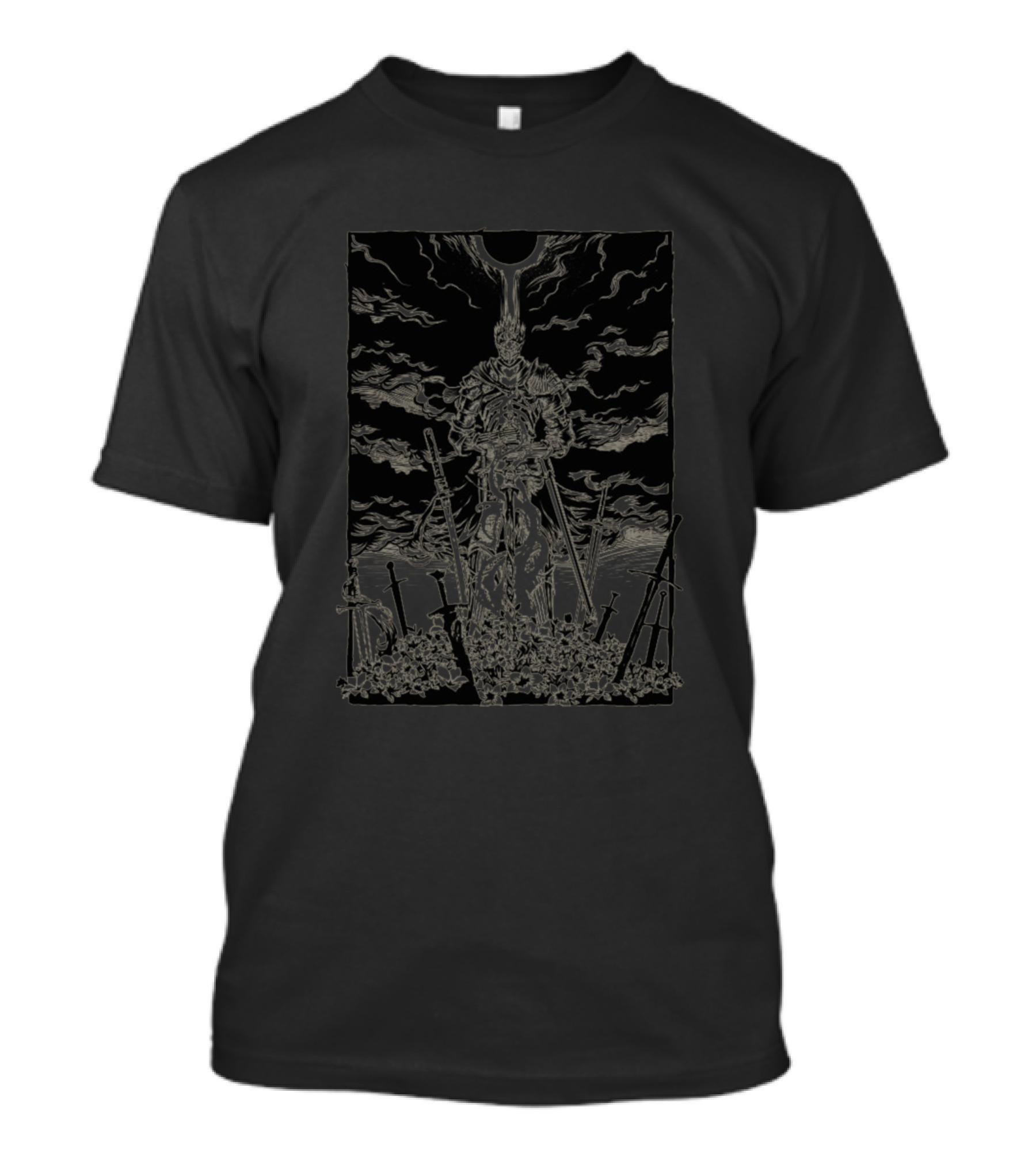 Incarnation Of Kings Dark Fantasy Swords And Warrior Under Eclipse T-Shirt