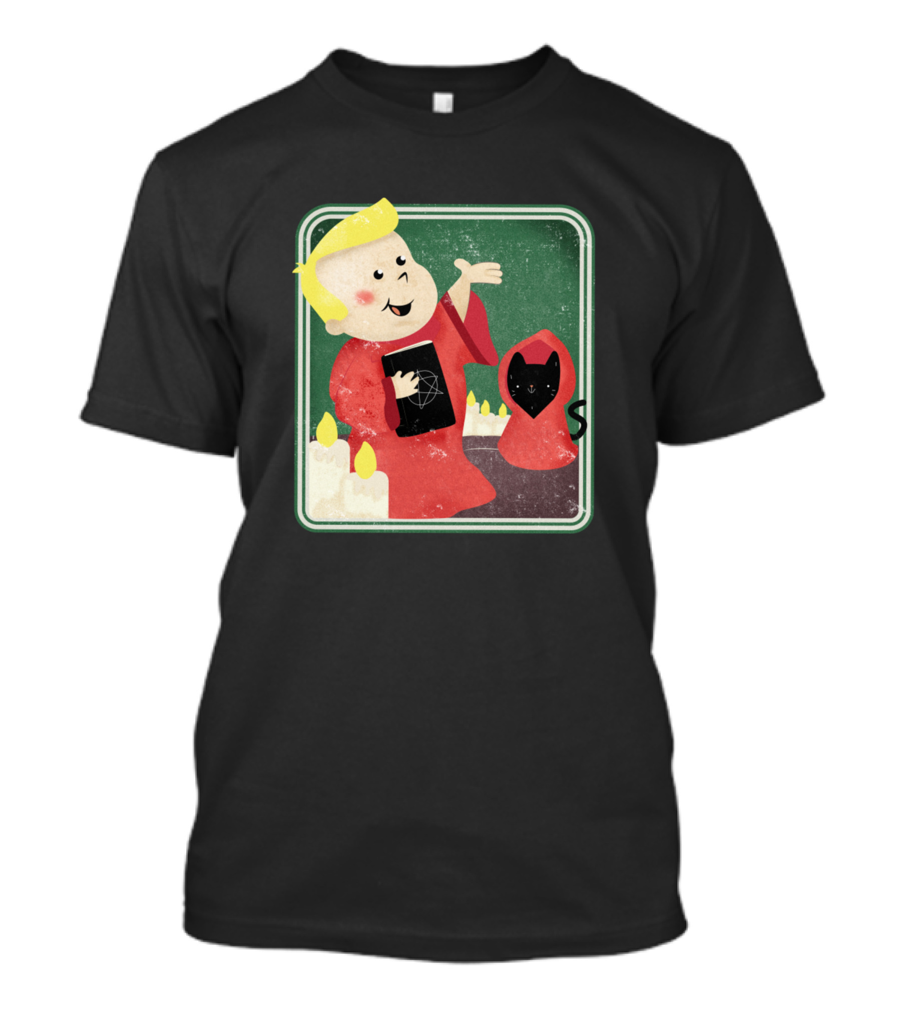 Join My Cult Vintage Cartoon With Hooded Figure And Pentagram Book T-Shirt