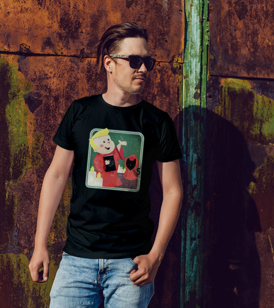 Join My Cult Vintage Cartoon With Hooded Figure And Pentagram Book T-Shirt