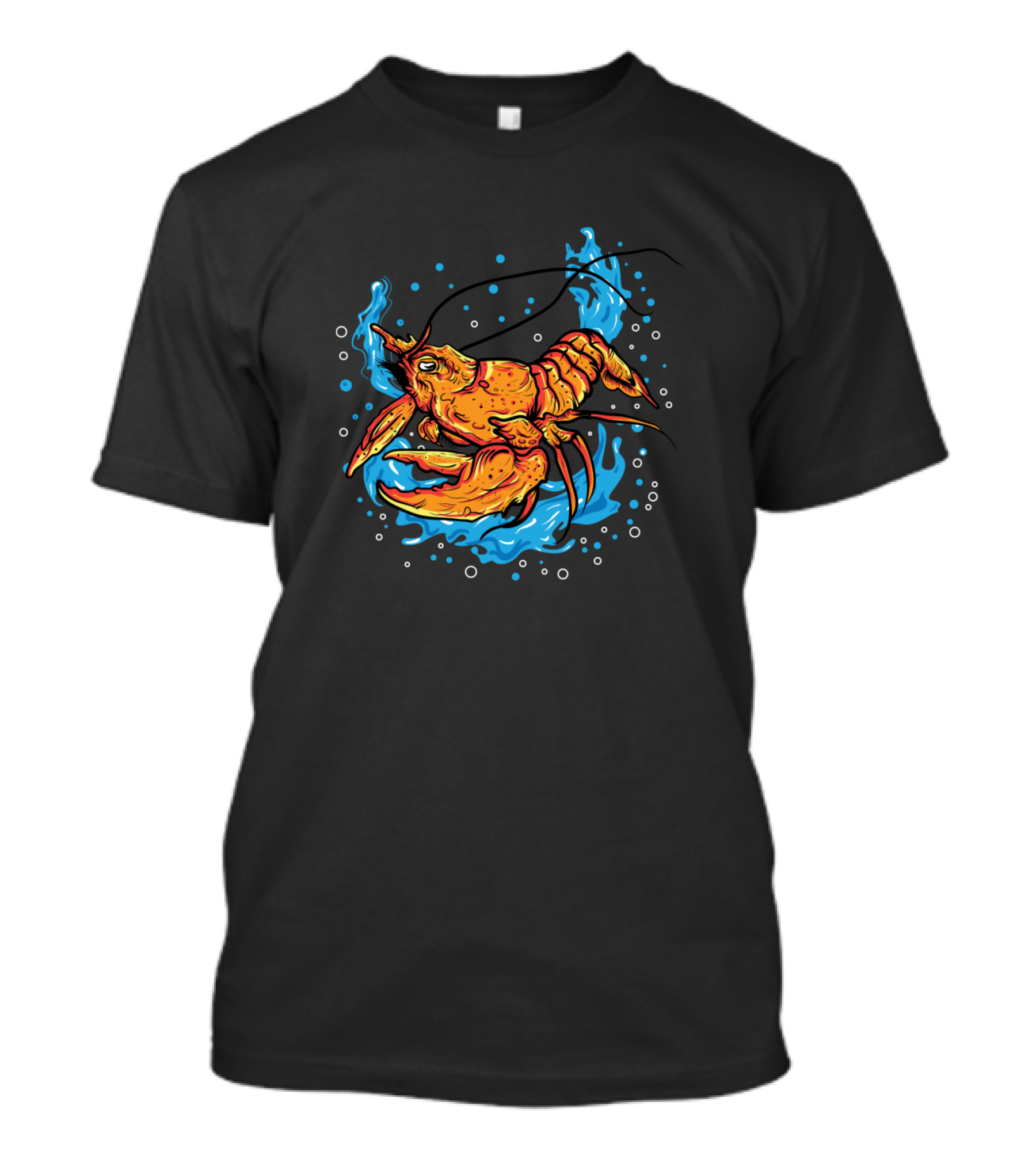 Lobster Splash Blue Water Bubbles Iconic Crustacean T-Shirt