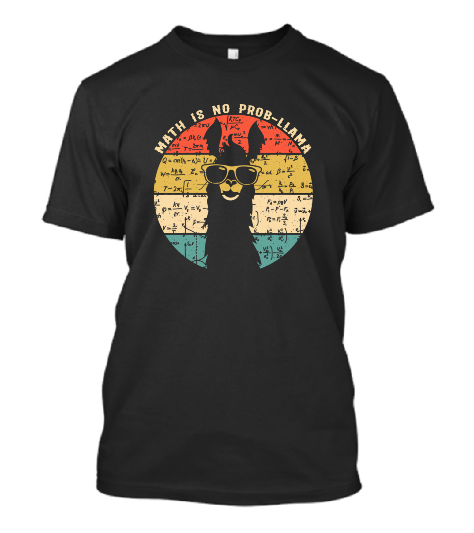 Math Is No Prob Llama Funny Teacher Equation Glasses Llama T-Shirt