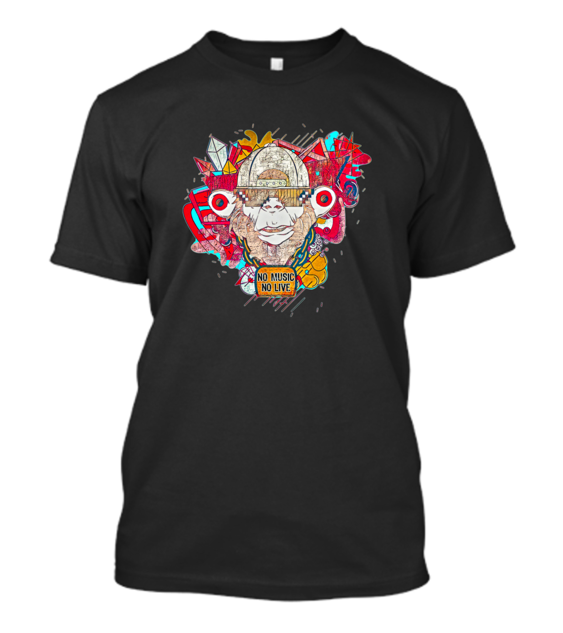 No Music No Life Music Monkey Headphones T-Shirt