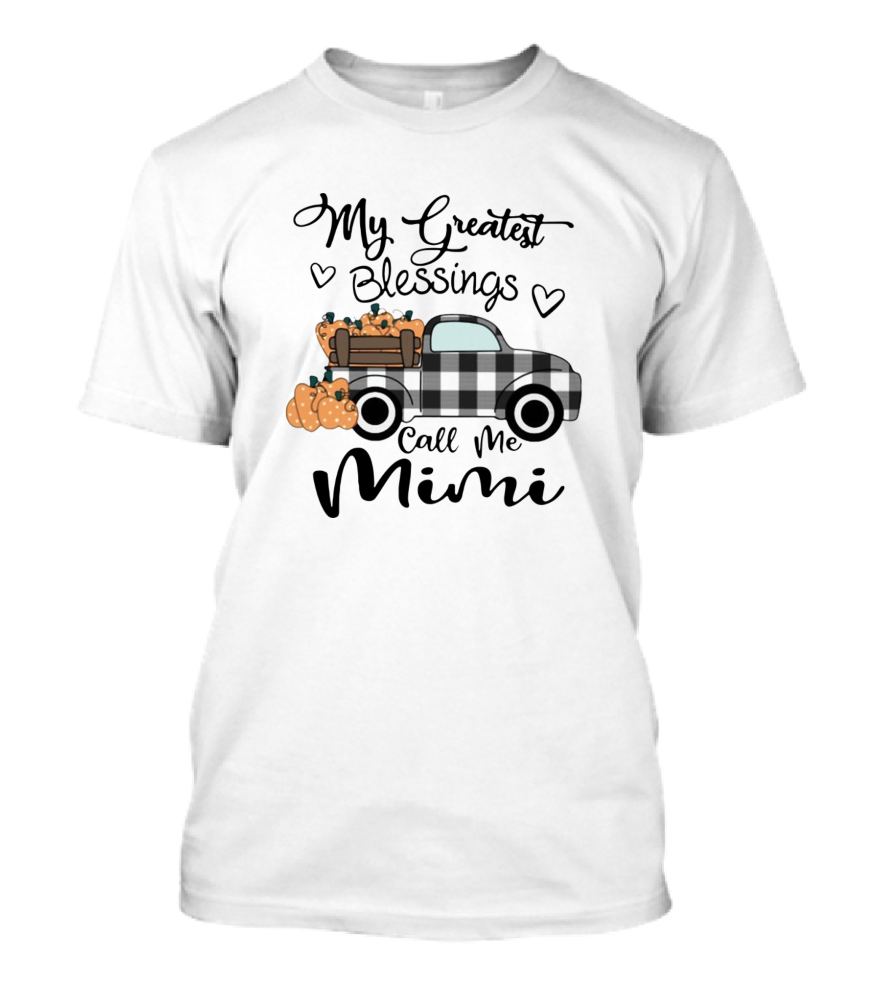My Greatest Blessings Call Me Mimi Pumpkin Plaid Truck T-Shirt