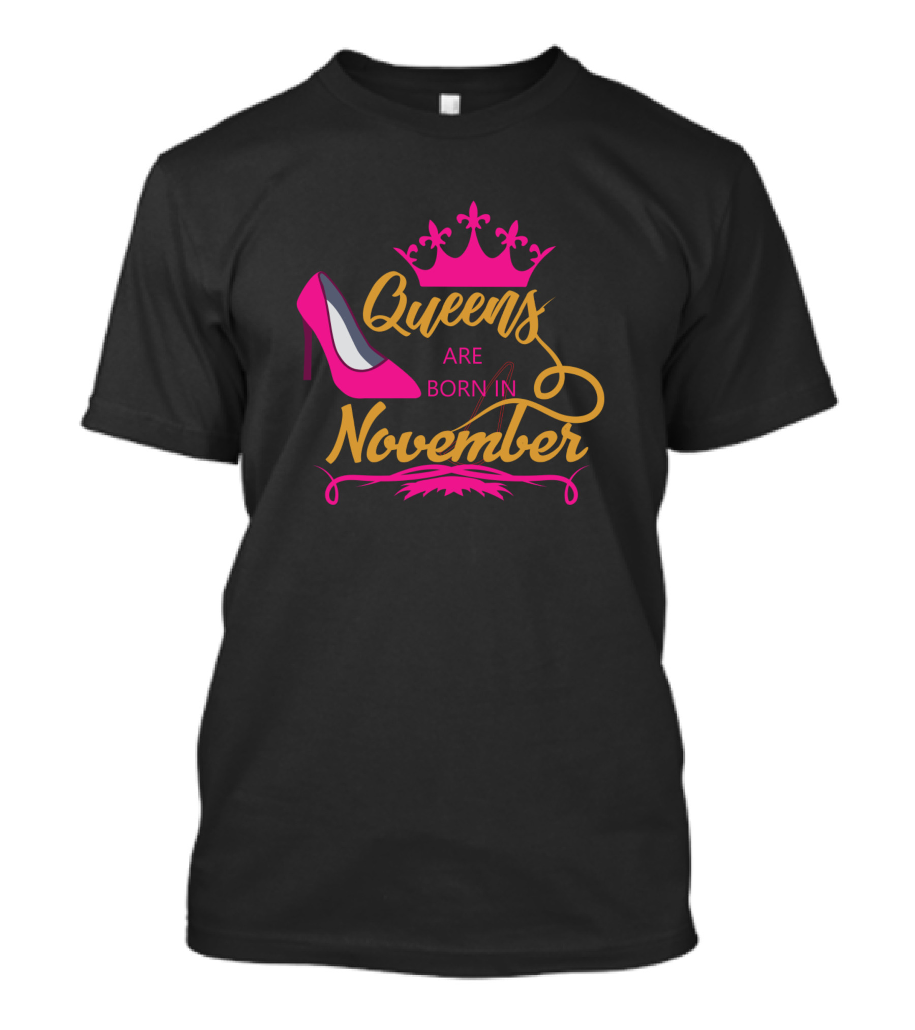 Queens Are Born In November Pink Crown And Shoe T-Shirt