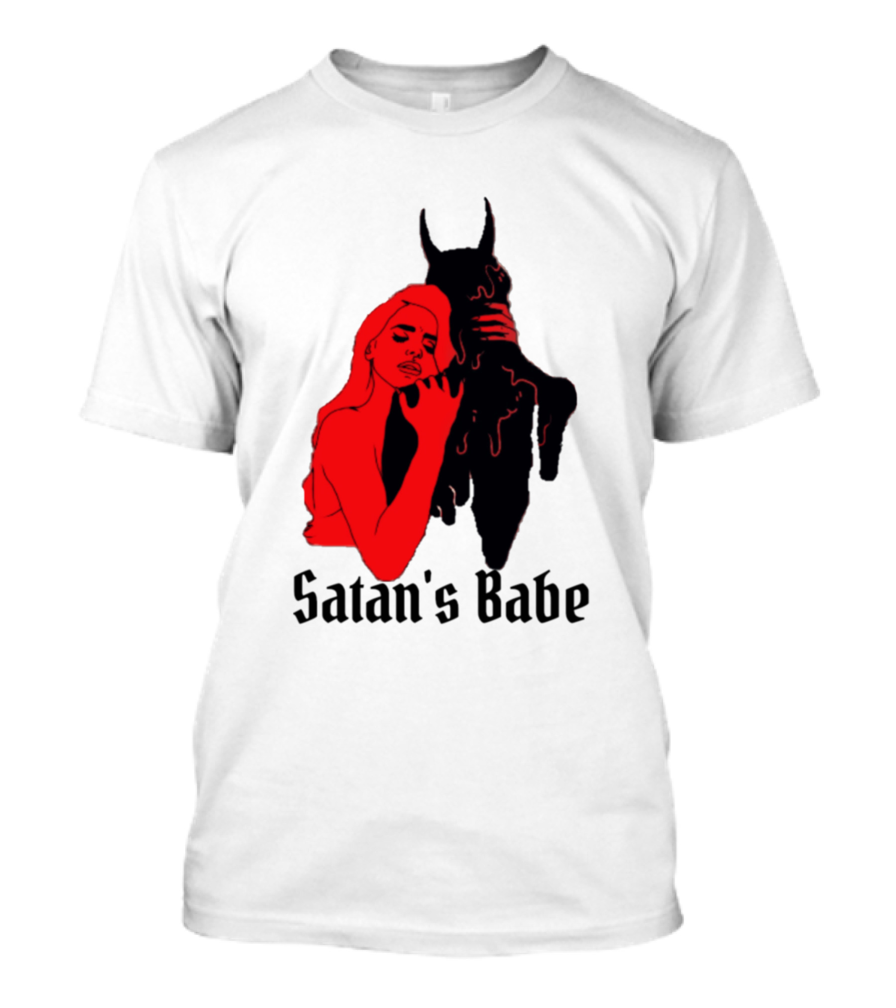 Satan's Babe Red Woman With Devil Shadow T-Shirt