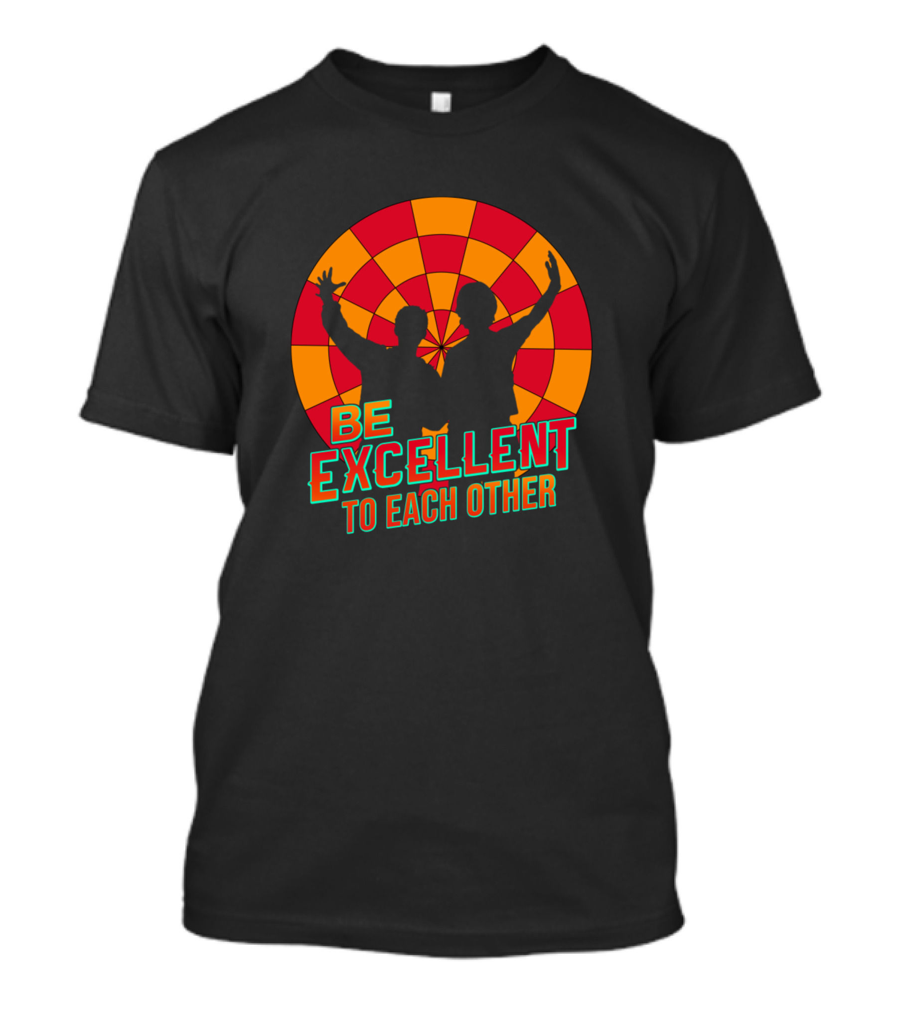 Bill And Ted Be Excellent To Each Other Silhouettes On Colorful Circle T-Shirt