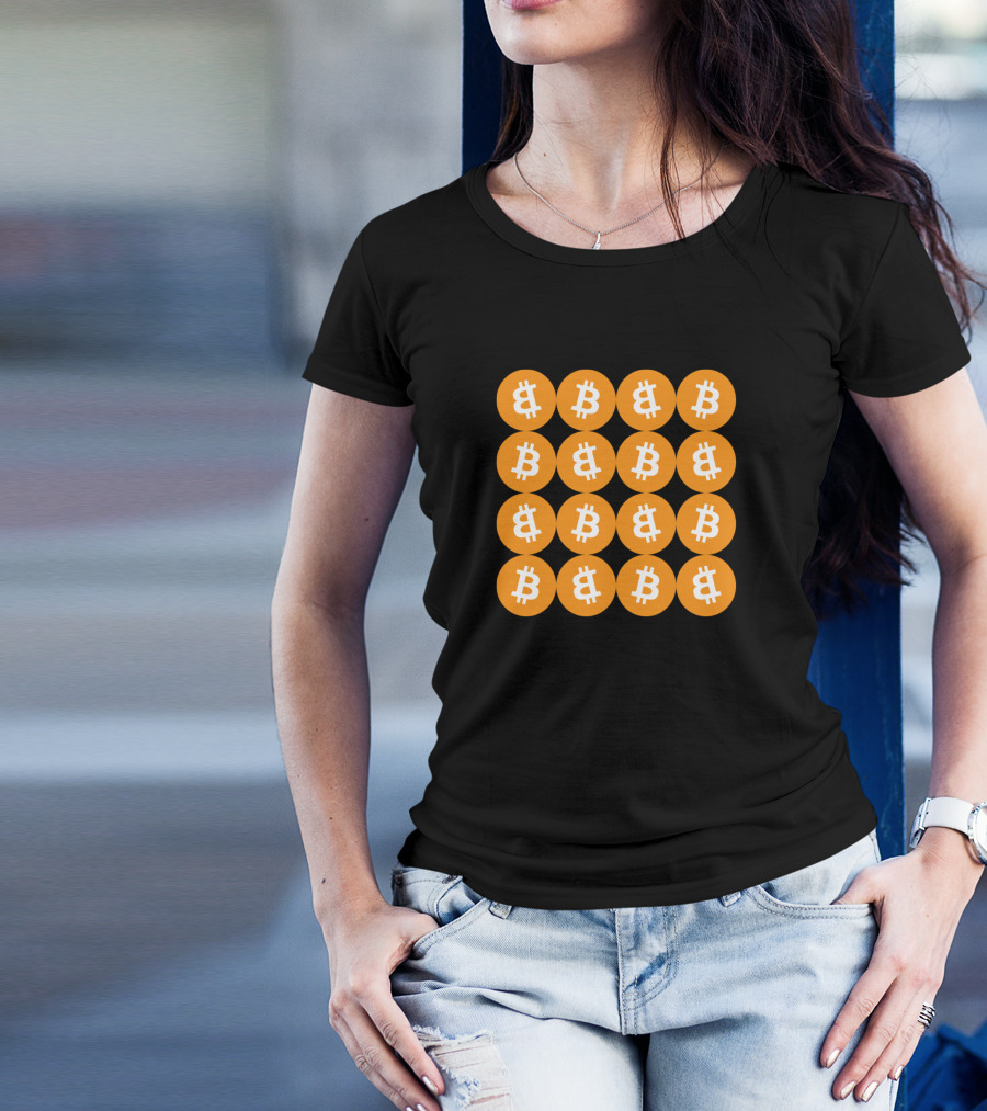 Bitcoin Currency Symbol Grid T-Shirt