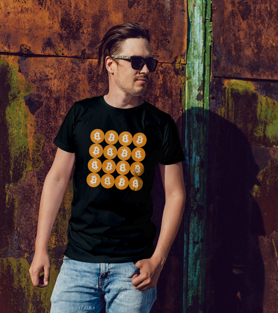 Bitcoin Currency Symbol Grid T-Shirt