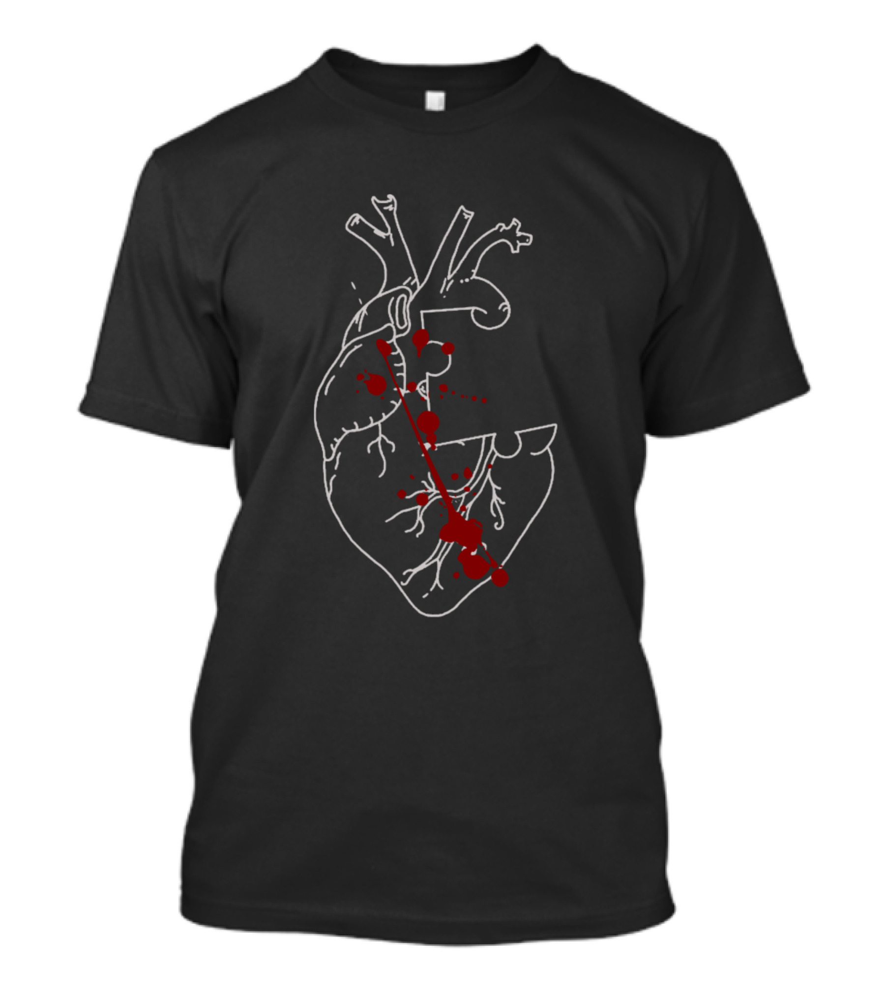 Bleeding Heart Anatomical Illustration With Blood Splatter T-Shirt