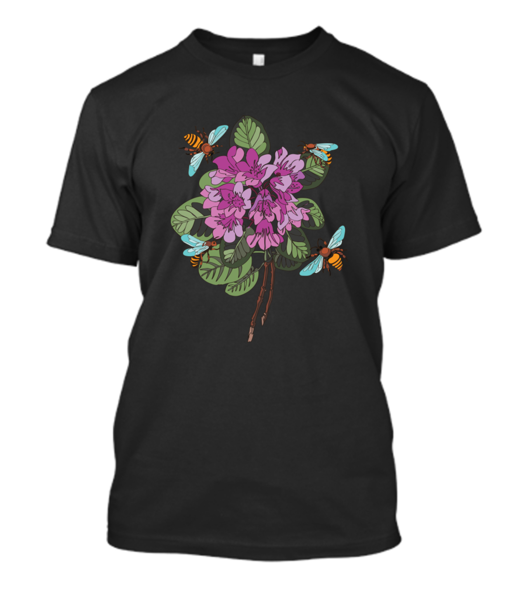 Botanical Illustration Flowers And Bees T-Shirt