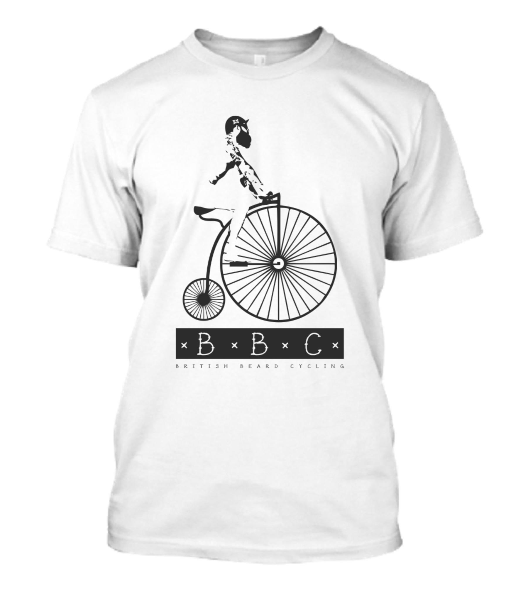 BBC British Beard Cycling Vintage Penny Farthing Gentleman T-Shirt