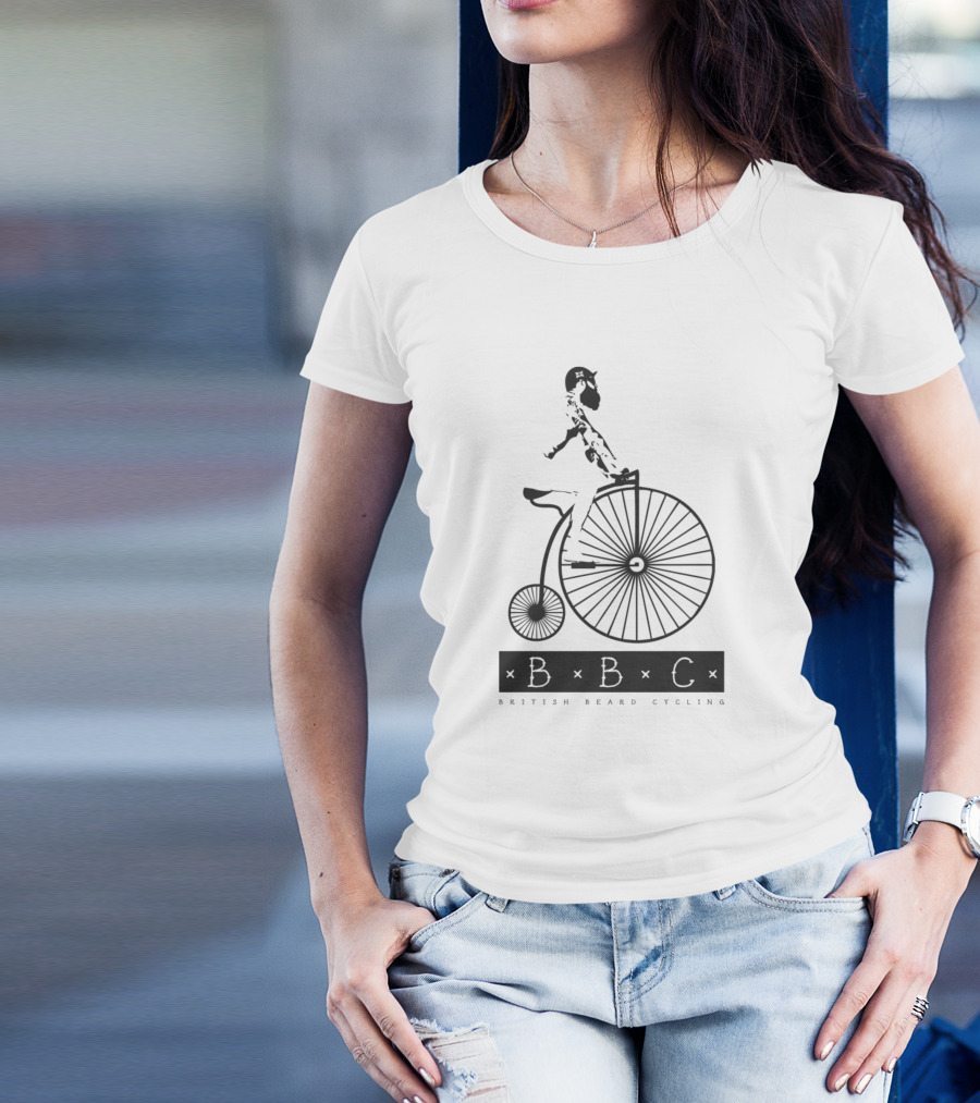 BBC British Beard Cycling Vintage Penny Farthing Gentleman T-Shirt