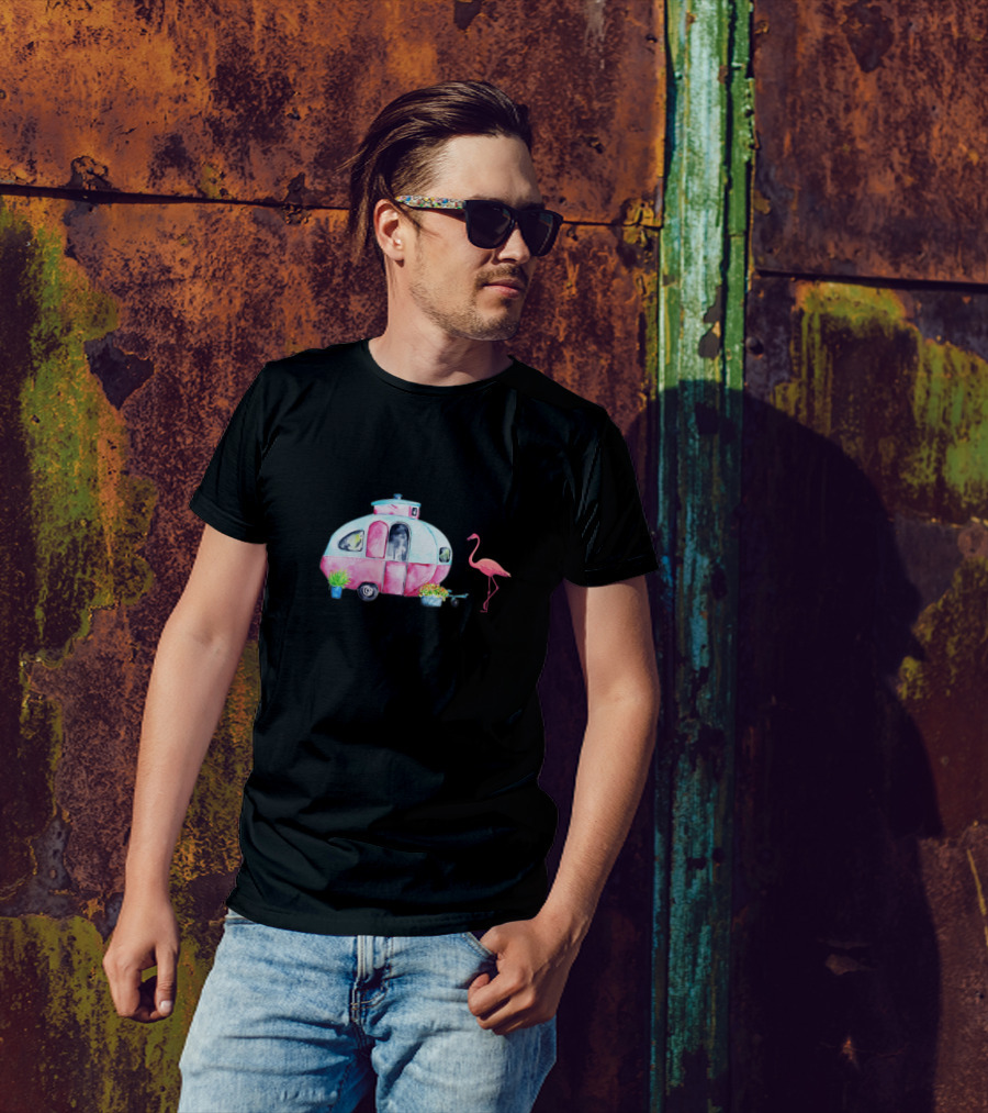 Camper Queen Classy Sassy And A Bit Smart Assy Flamingo Caravan T-Shirt